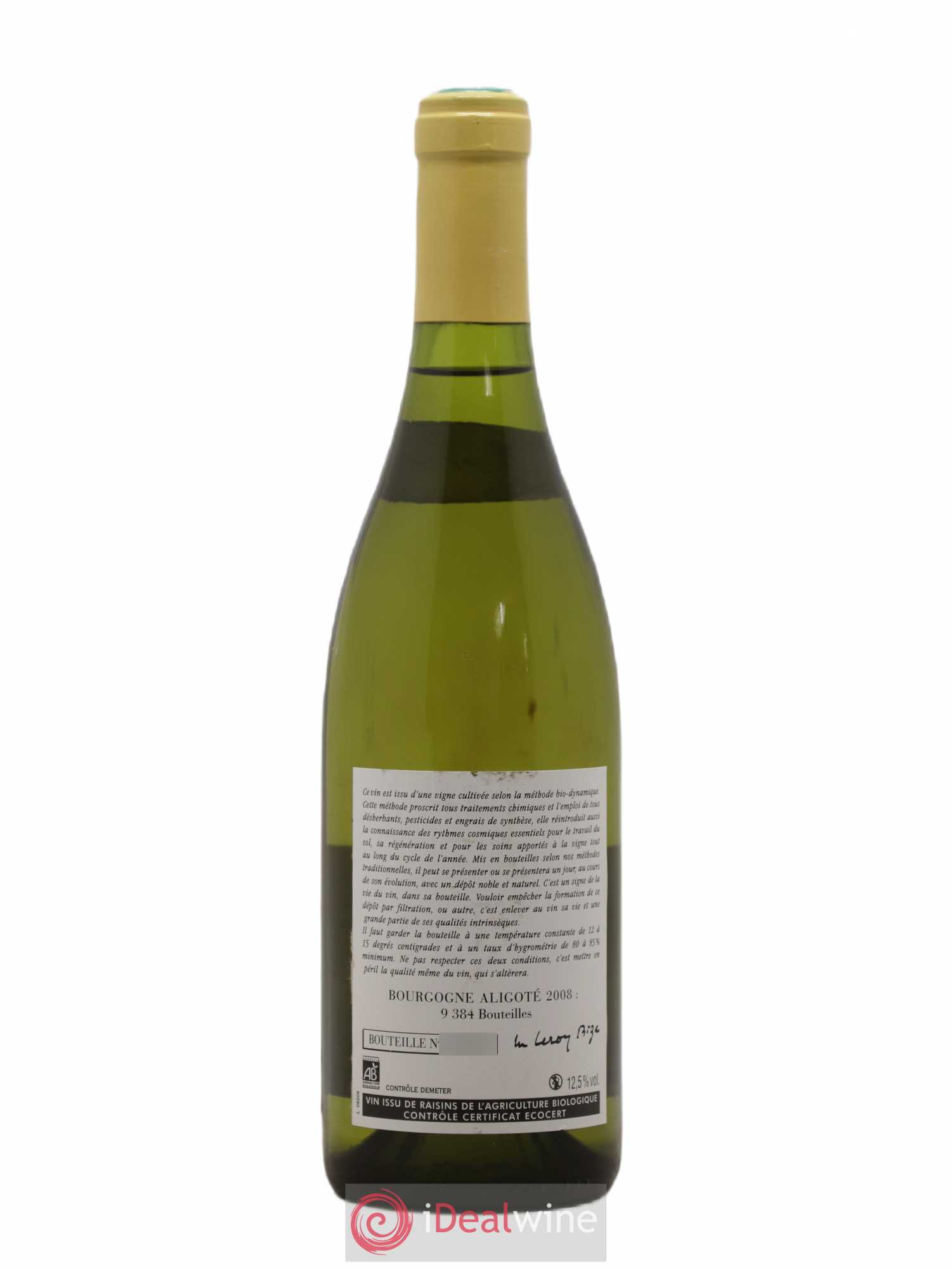 Bourgogne Aligoté Leroy (Domaine) 2008 - Lot de 1 bouteille - 1