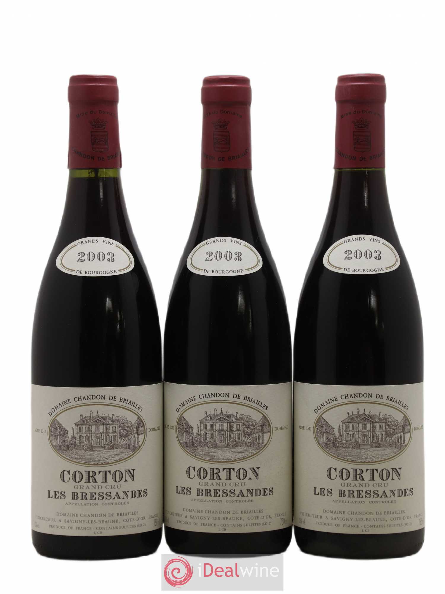 Corton Grand Cru Bressandes Chandon de Briailles 2003 - Lot de 3 bouteilles - 0
