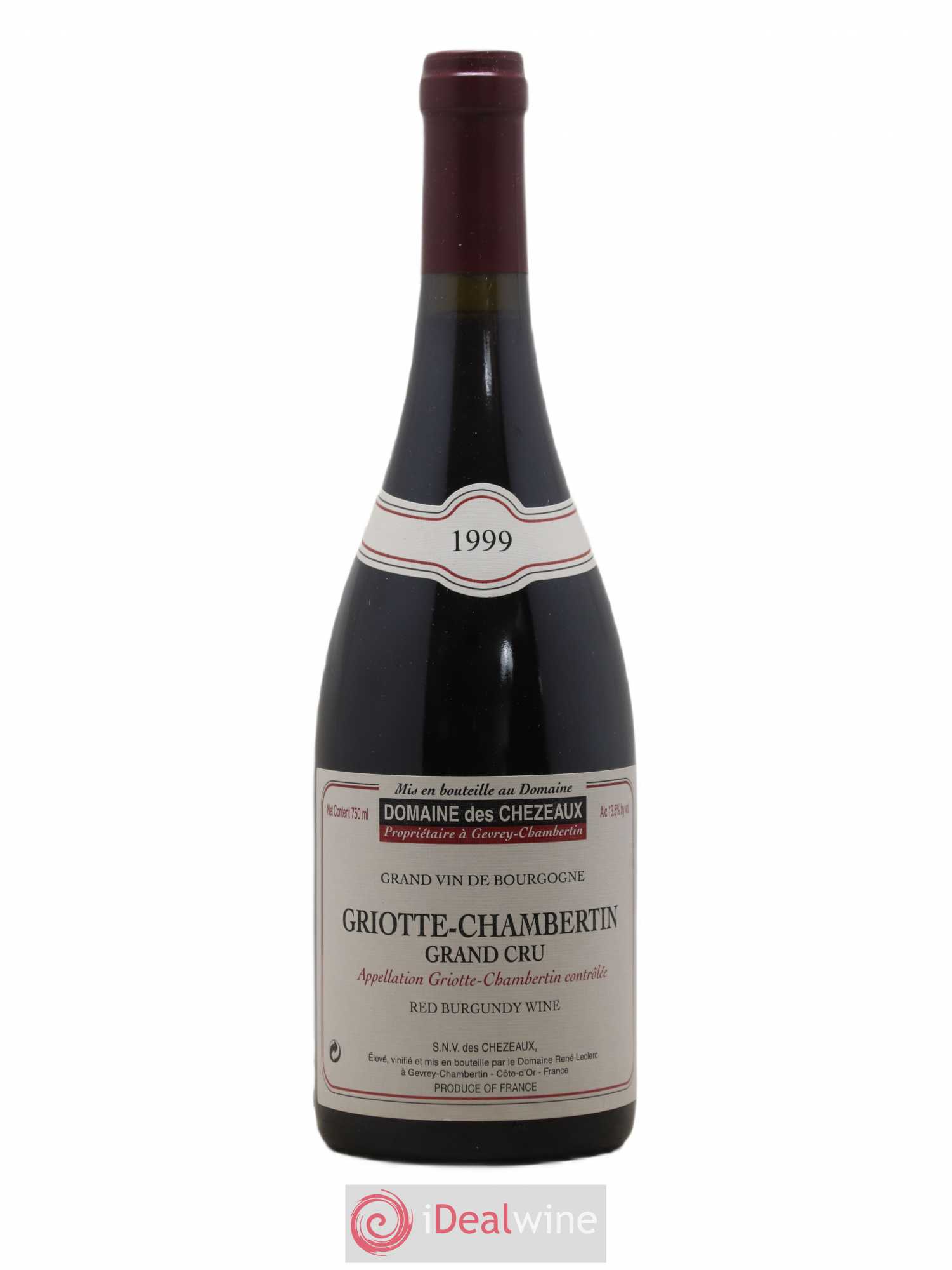 Griotte-Chambertin Grand Cru Des Chezeaux (Domaine) 1999 - Lot de 1 bouteille - 0