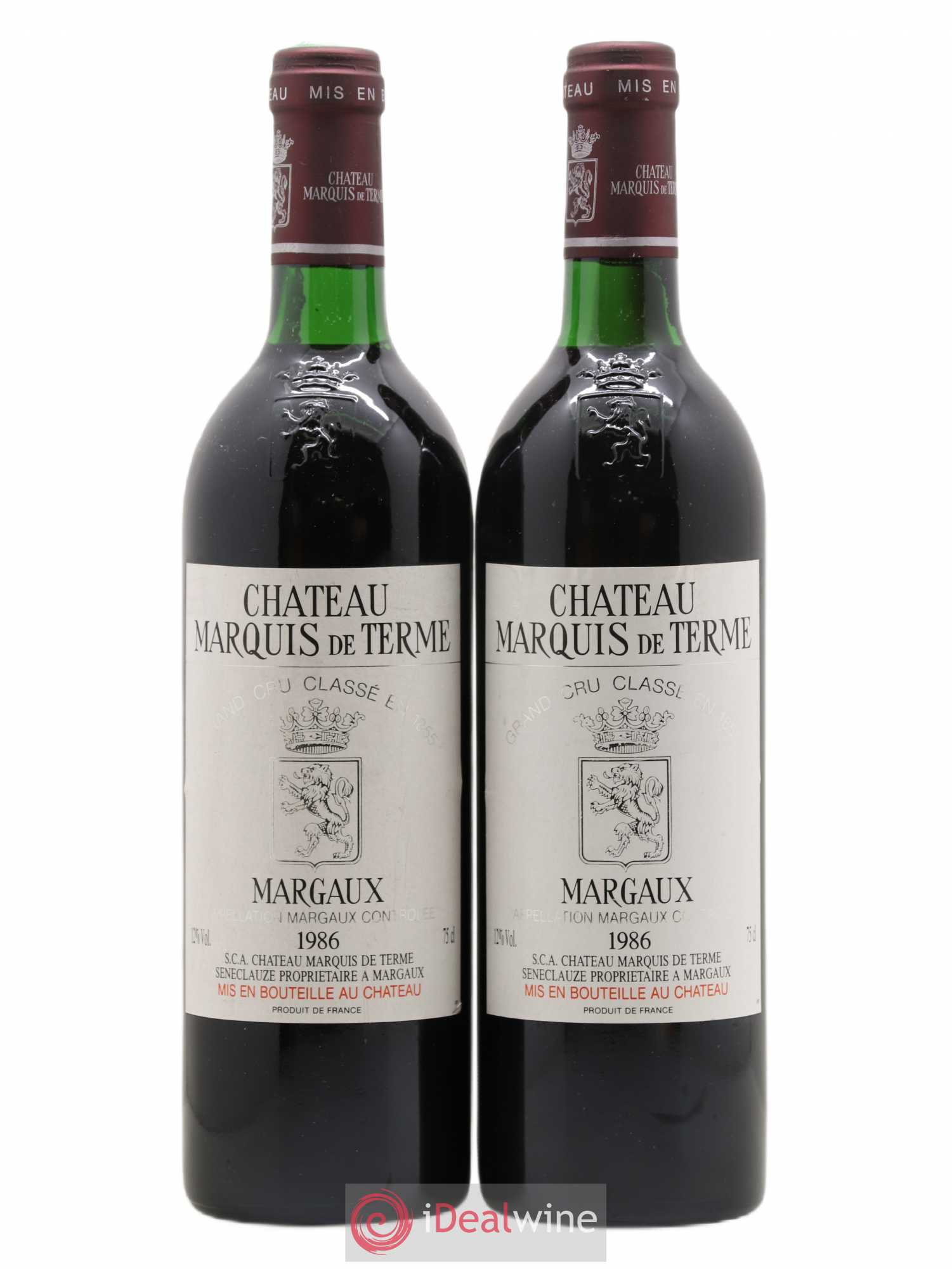 Château Marquis de Terme 4ème Grand Cru Classé 1986 - Lot de 2 bouteilles - 0