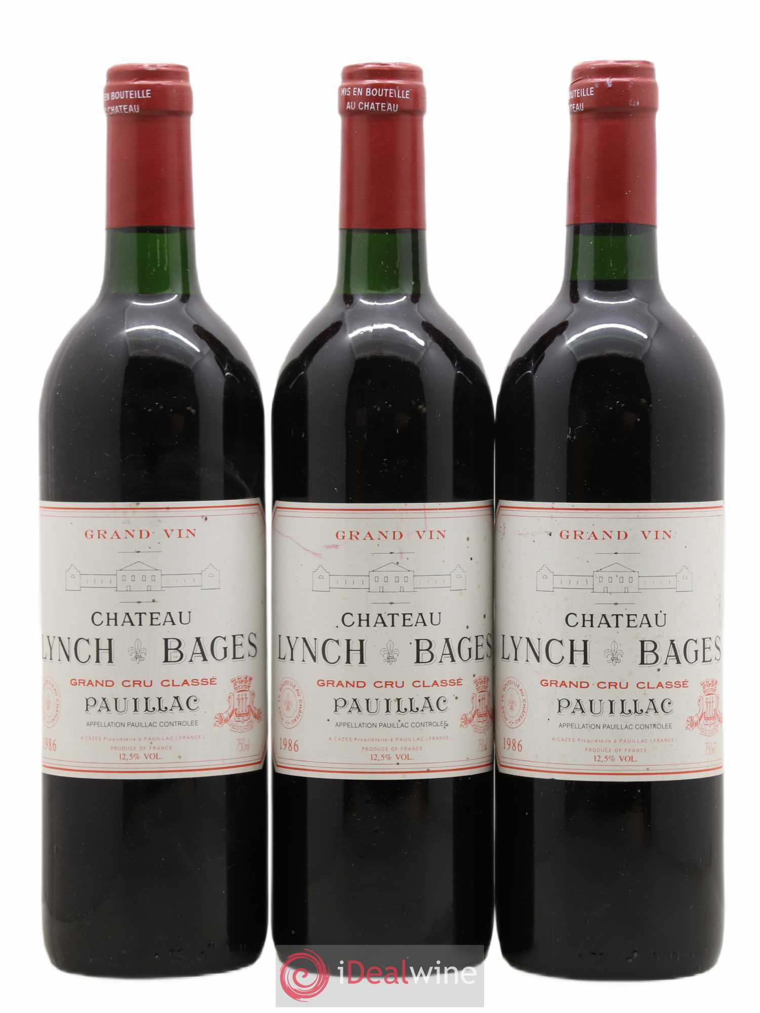 Château Lynch Bages 5ème Grand Cru Classé 1986 - Lot de 3 bouteilles - 0