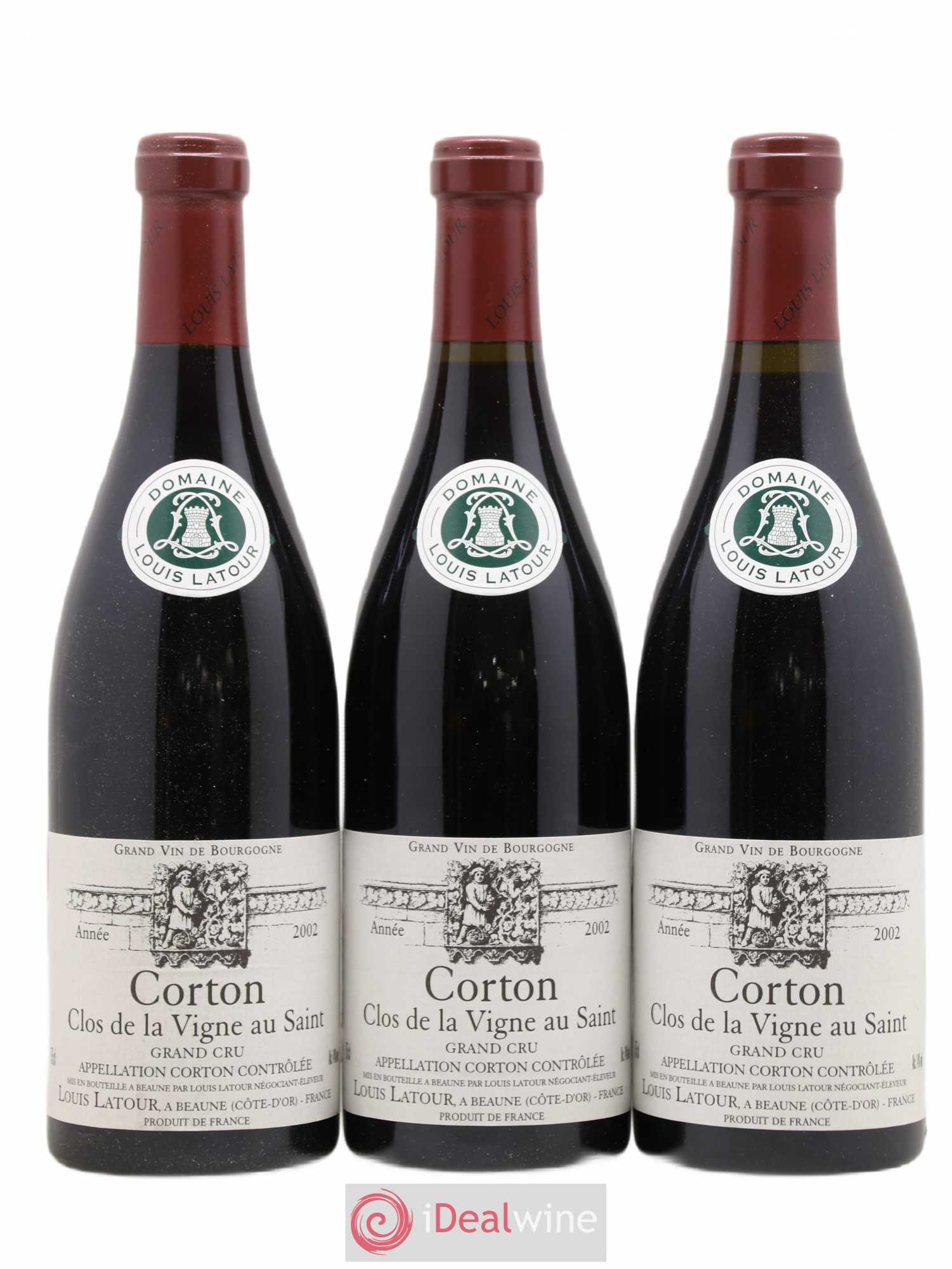 Corton Grand Cru Clos de la vigne au Saint Louis Latour 2002 - Lot de 3 bouteilles - 0