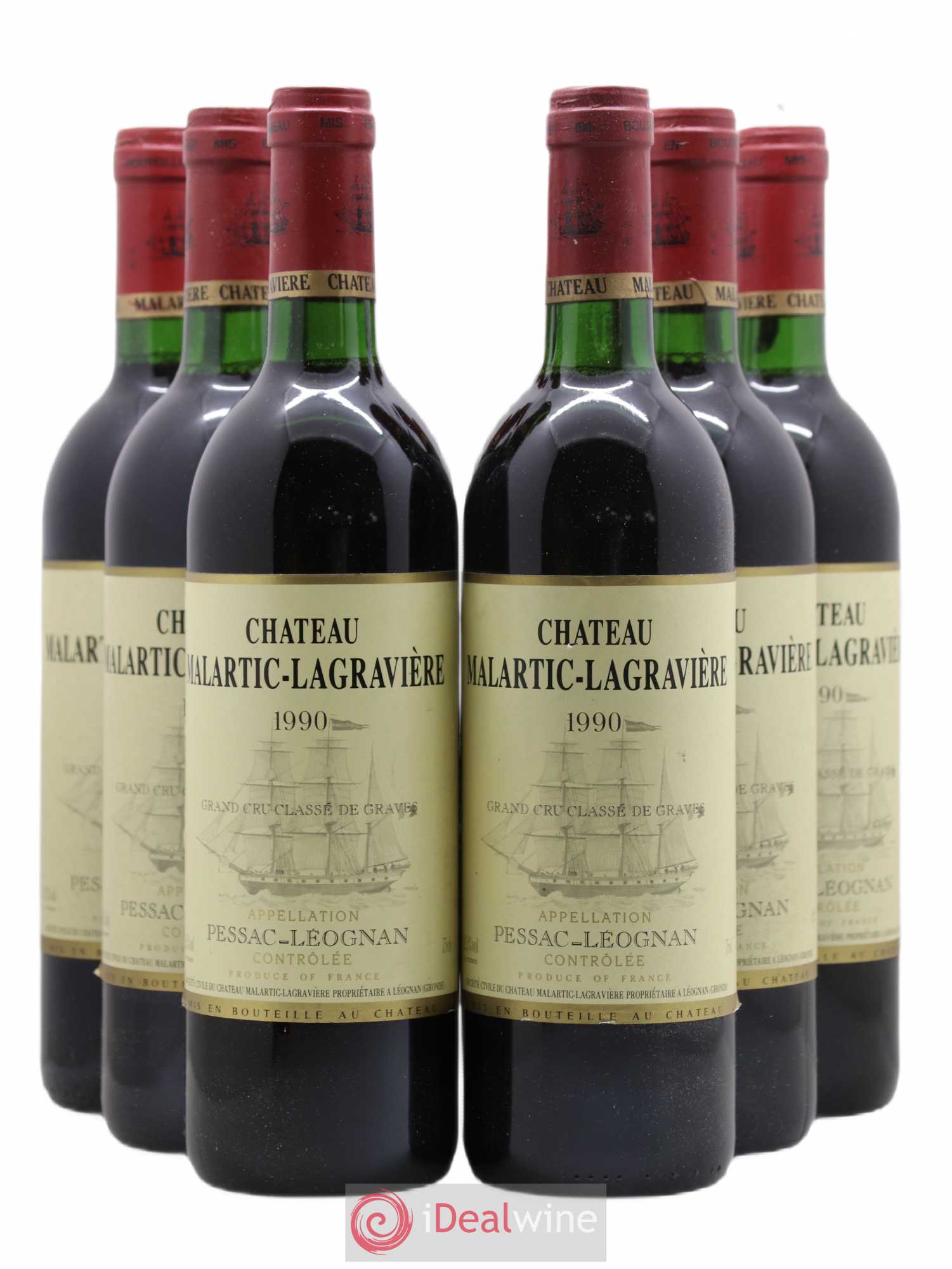 Château Malartic-Lagravière Cru Classé de Graves 1990 - Lot de 6 bouteilles - 0