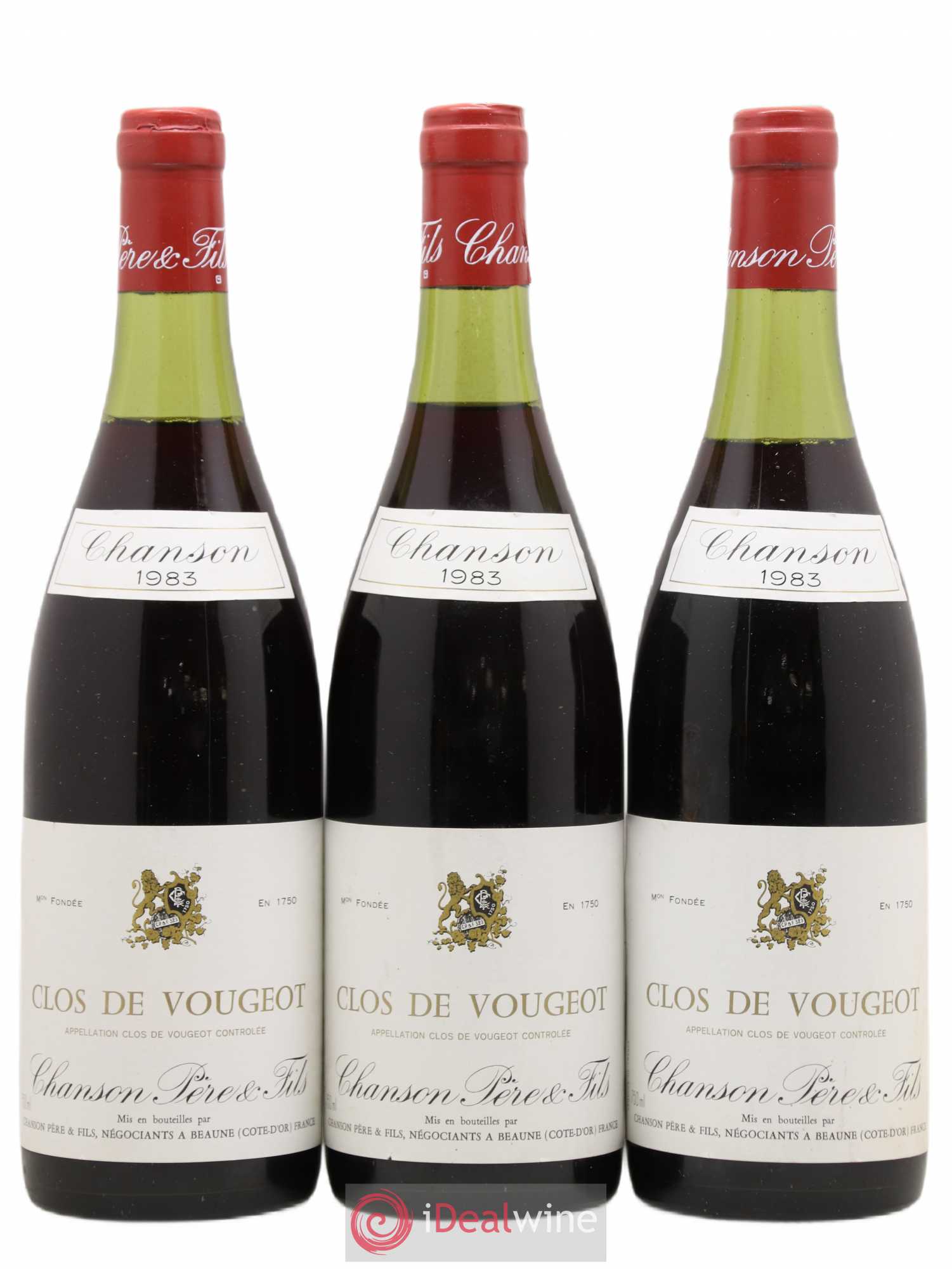 Clos de Vougeot Grand Cru Chanson 1983 - Lot de 3 bouteilles - 0