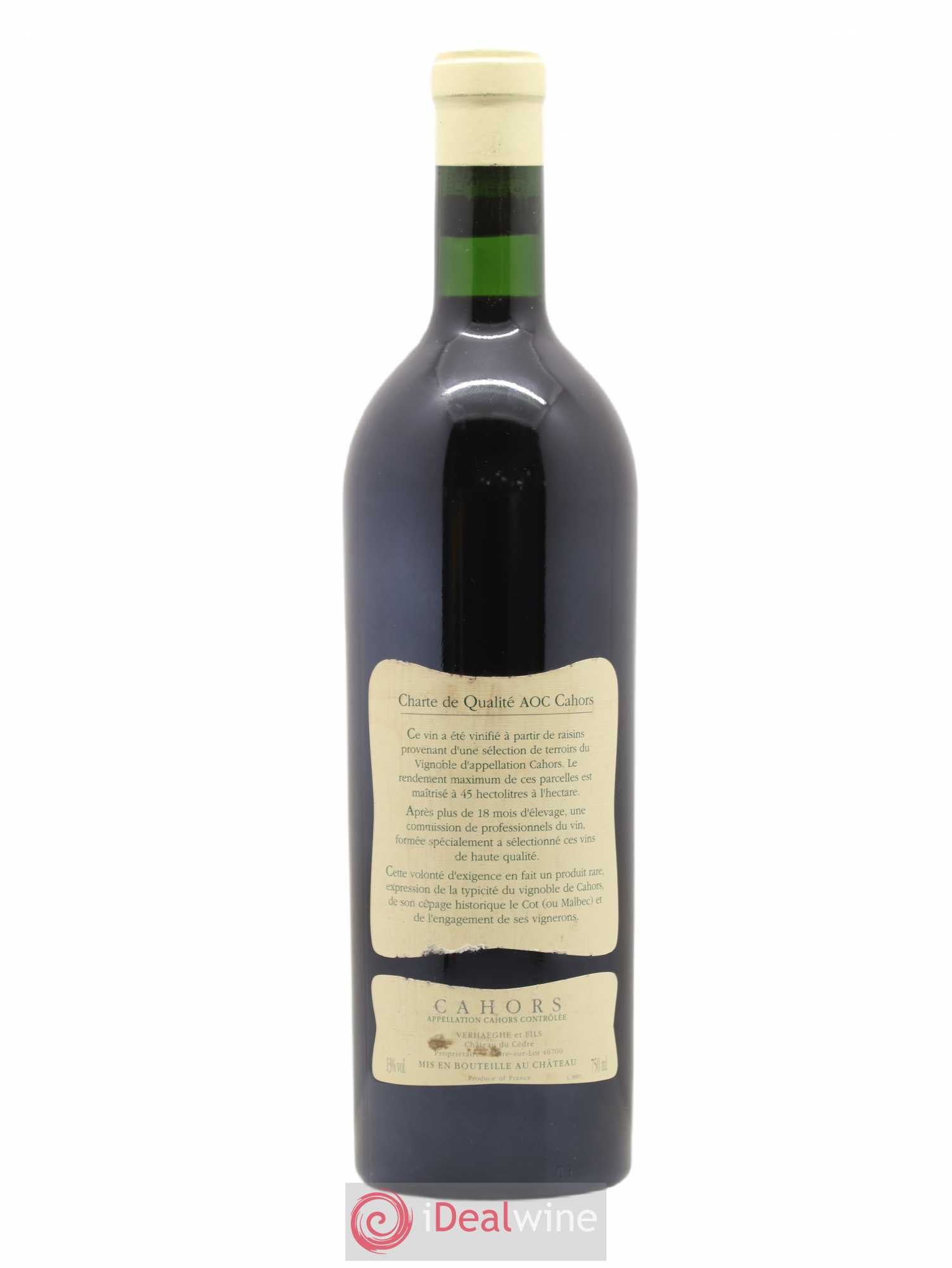 Cahors Château du Cèdre Cuvée Le Cèdre Pascal et Jean-Marc Verhaeghe 1999 - Lot de 1 bouteille - 1