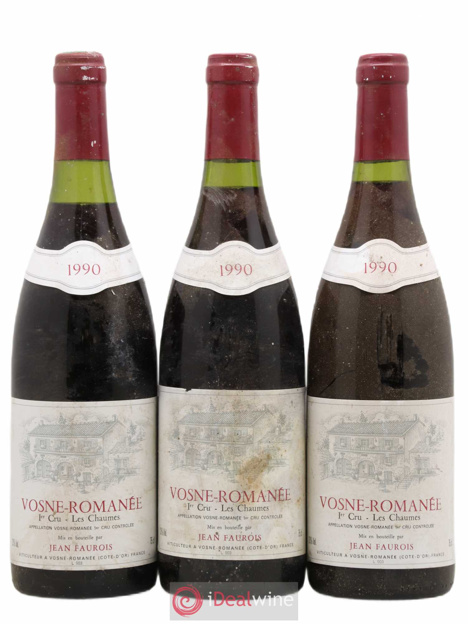 Vosne-Romanée Les Chaumes Jean Faurois 1990 - Posten von 3 Flaschen - 0