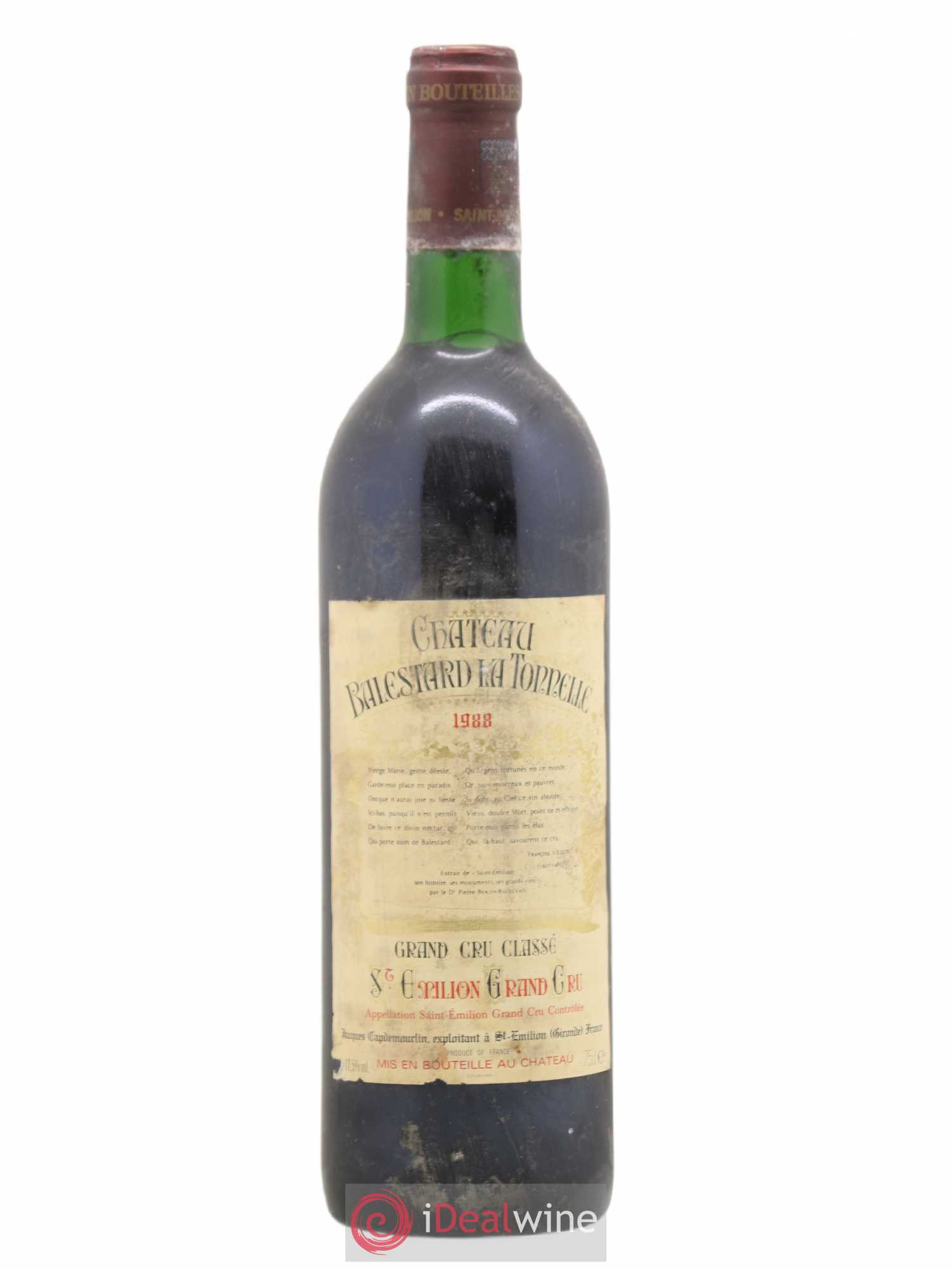 Château Balestard la Tonnelle Grand Cru Classé 1988 - Lot de 1 bouteille - 0