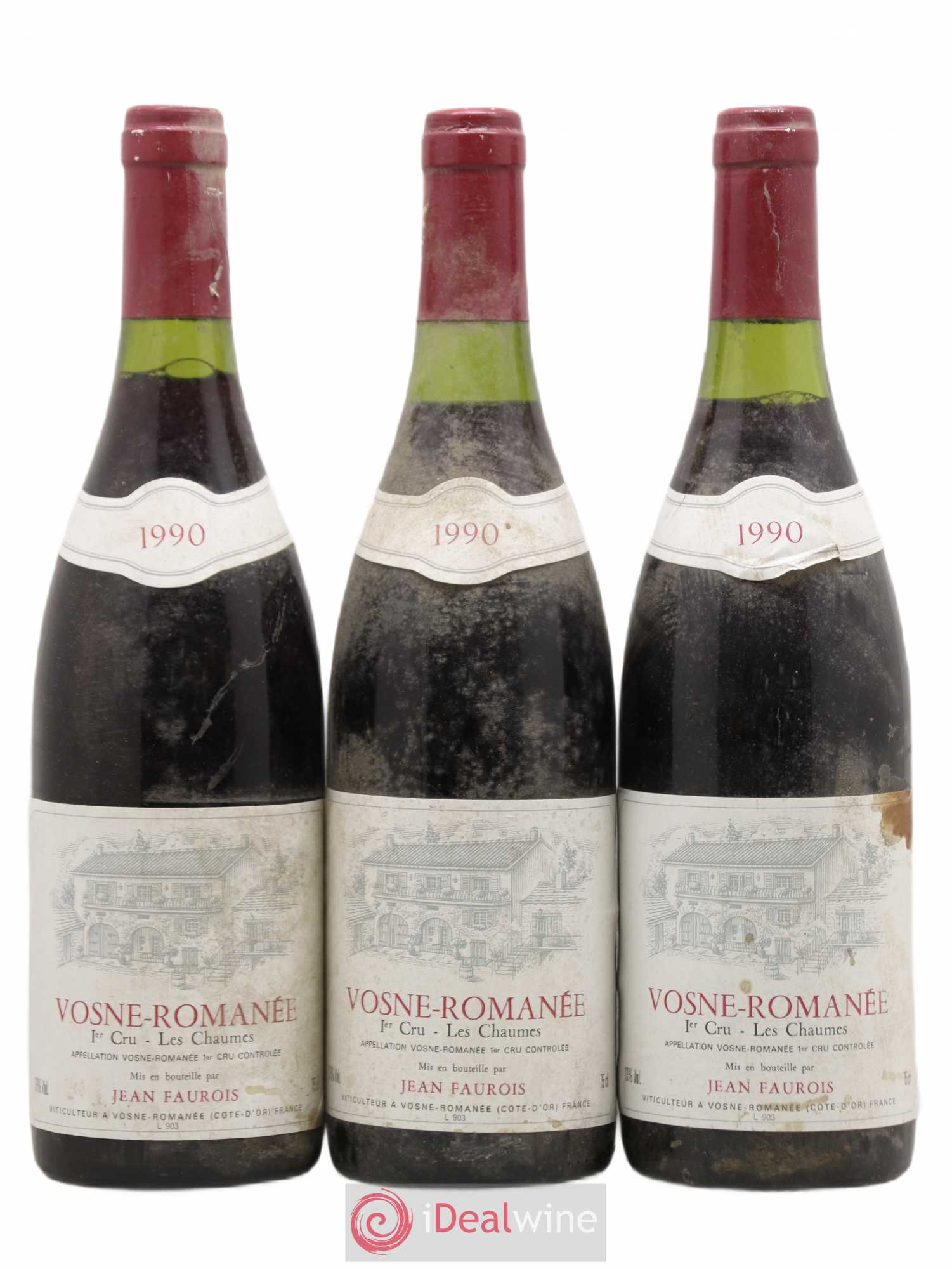 Vosne-Romanée 1er Cru Les Chaumes Jean Faurois 1990 - Posten von 3 Flaschen - 0