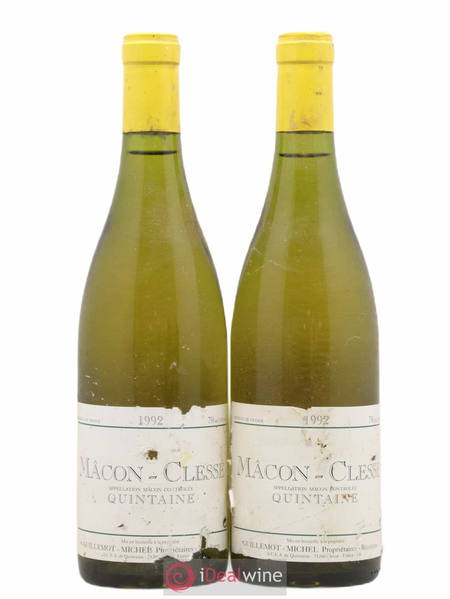 Mâcon Clesse Quintaine Guillemot Michel 1992 - Posten von 2 Flaschen - 0