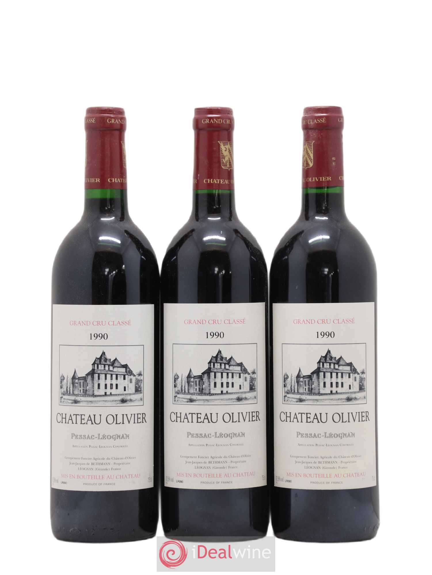 Château Olivier Cru Classé de Graves 1990 - Lot de 12 bouteilles - 1