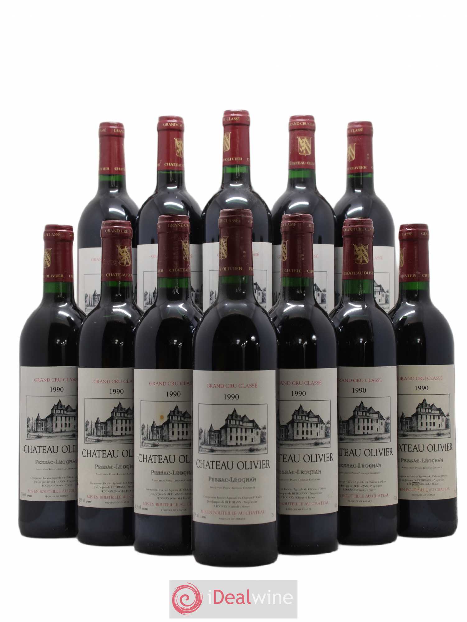 Château Olivier Cru Classé de Graves 1990 - Lot de 12 bouteilles - 0