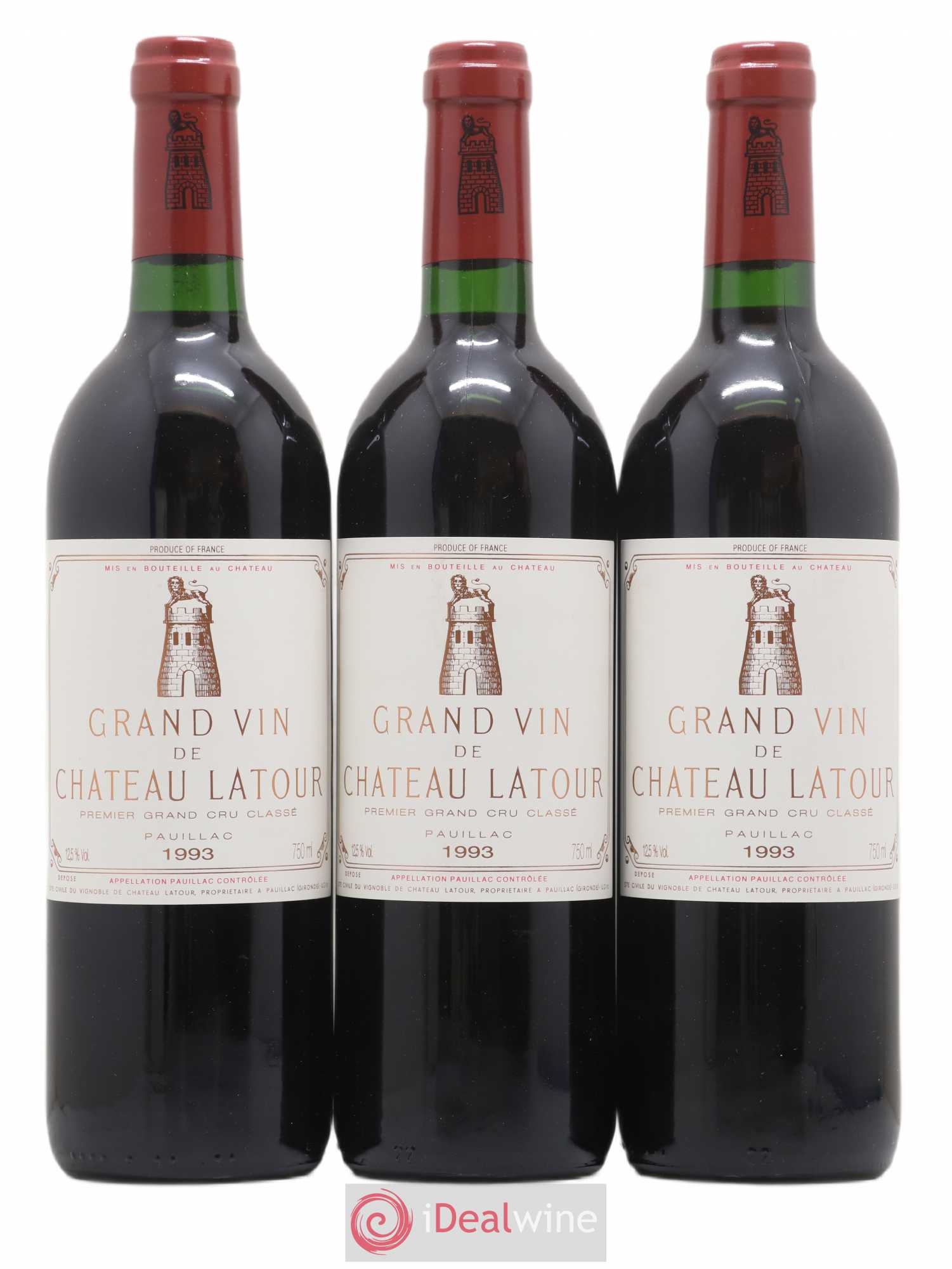 Château Latour 1er Grand Cru Classé 1993 - Lot de 3 bouteilles - 0