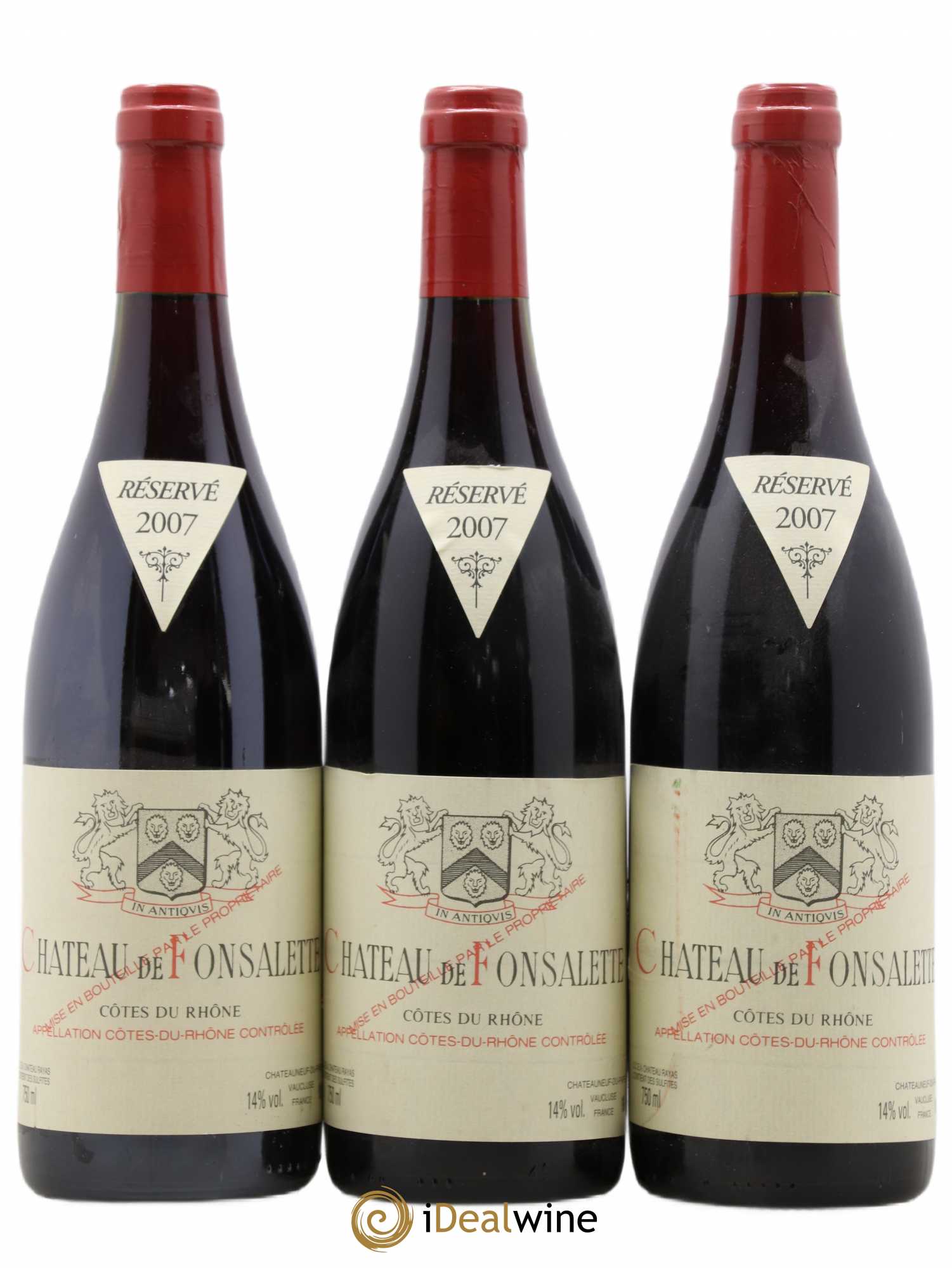 Côtes-du-Rhône Château de Fonsalette Emmanuel Reynaud 2007 - Lot de 3 bouteilles - 0