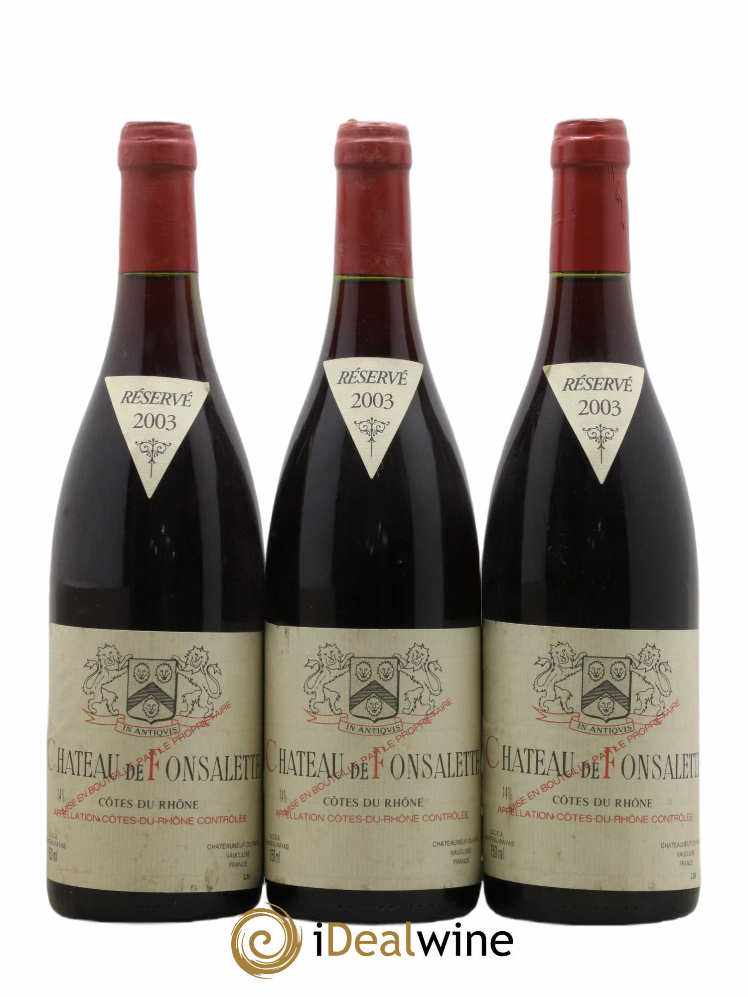Côtes-du-Rhône Château de Fonsalette Emmanuel Reynaud 2003 - Lot de 3 bouteilles - 0