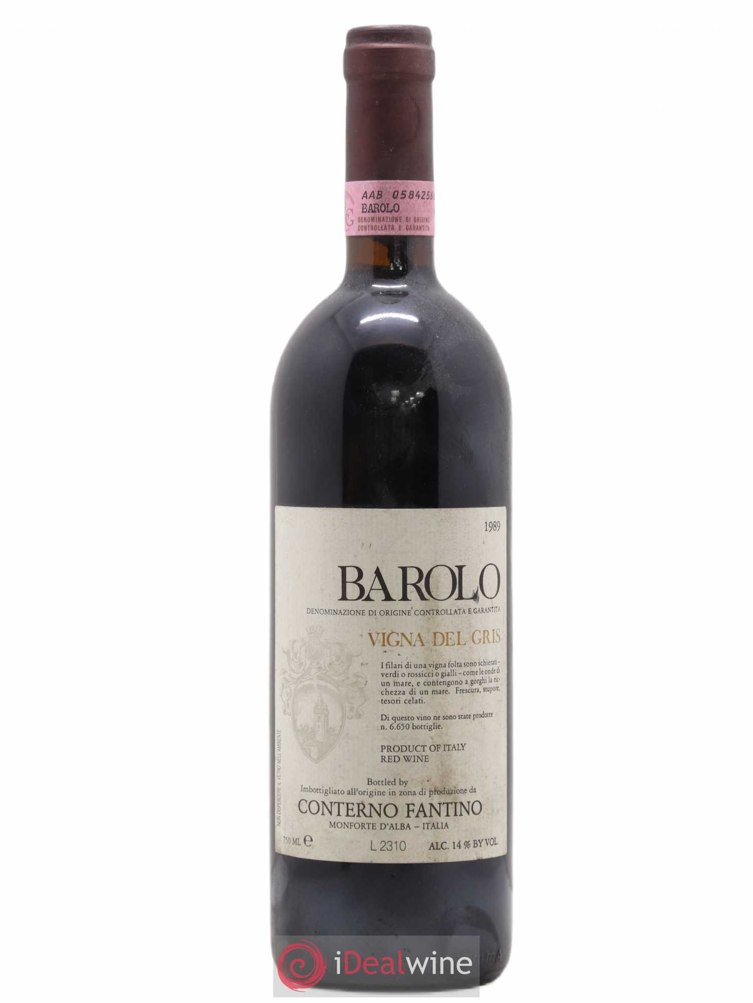 Barolo Vigna Del Gris Fantino Conterno 1989 - Posten von 1 Flasche - 0