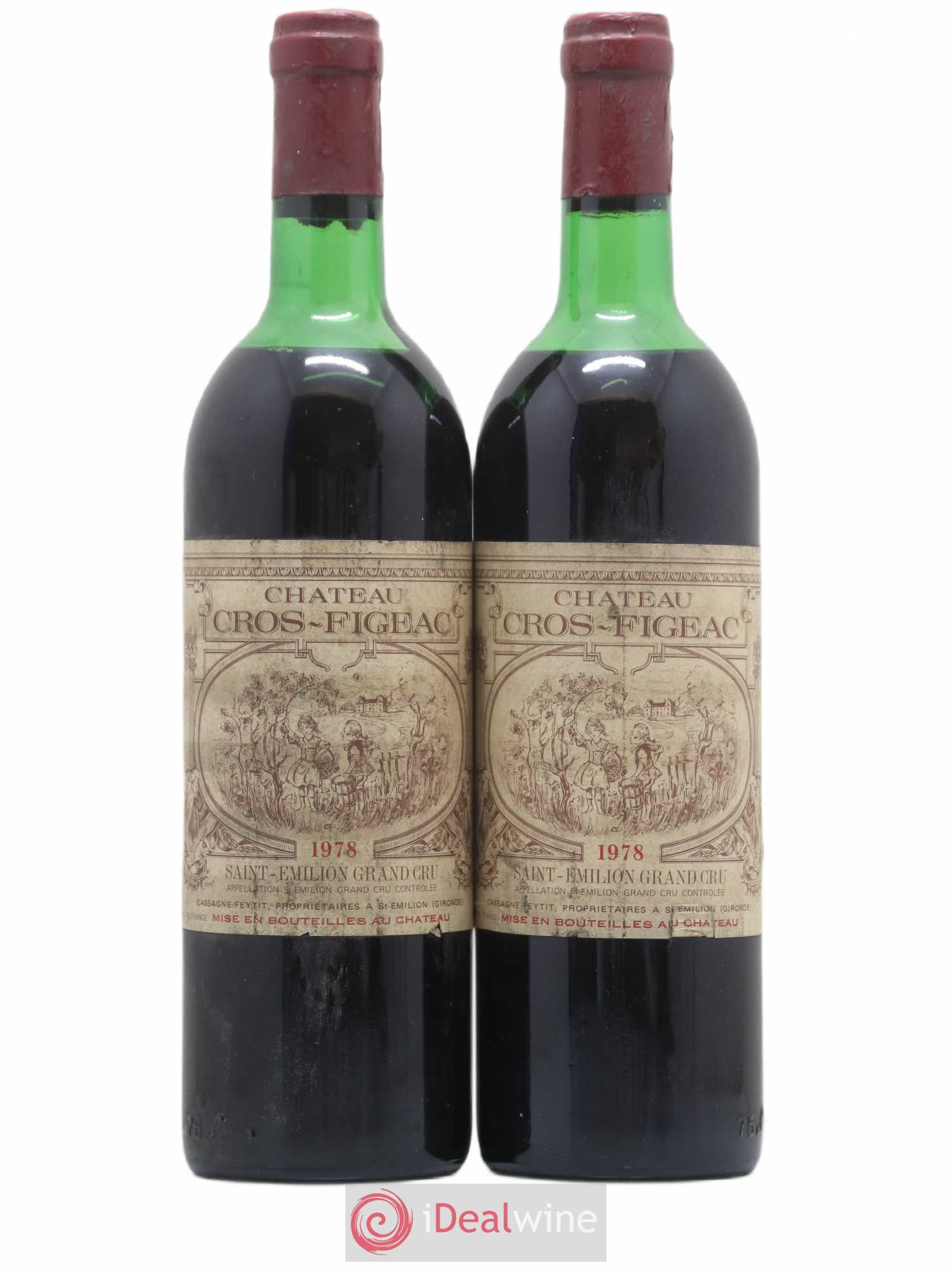 Saint-Émilion Grand Cru Château Cros-Figeac 1978 - Posten von 2 Flaschen - 0