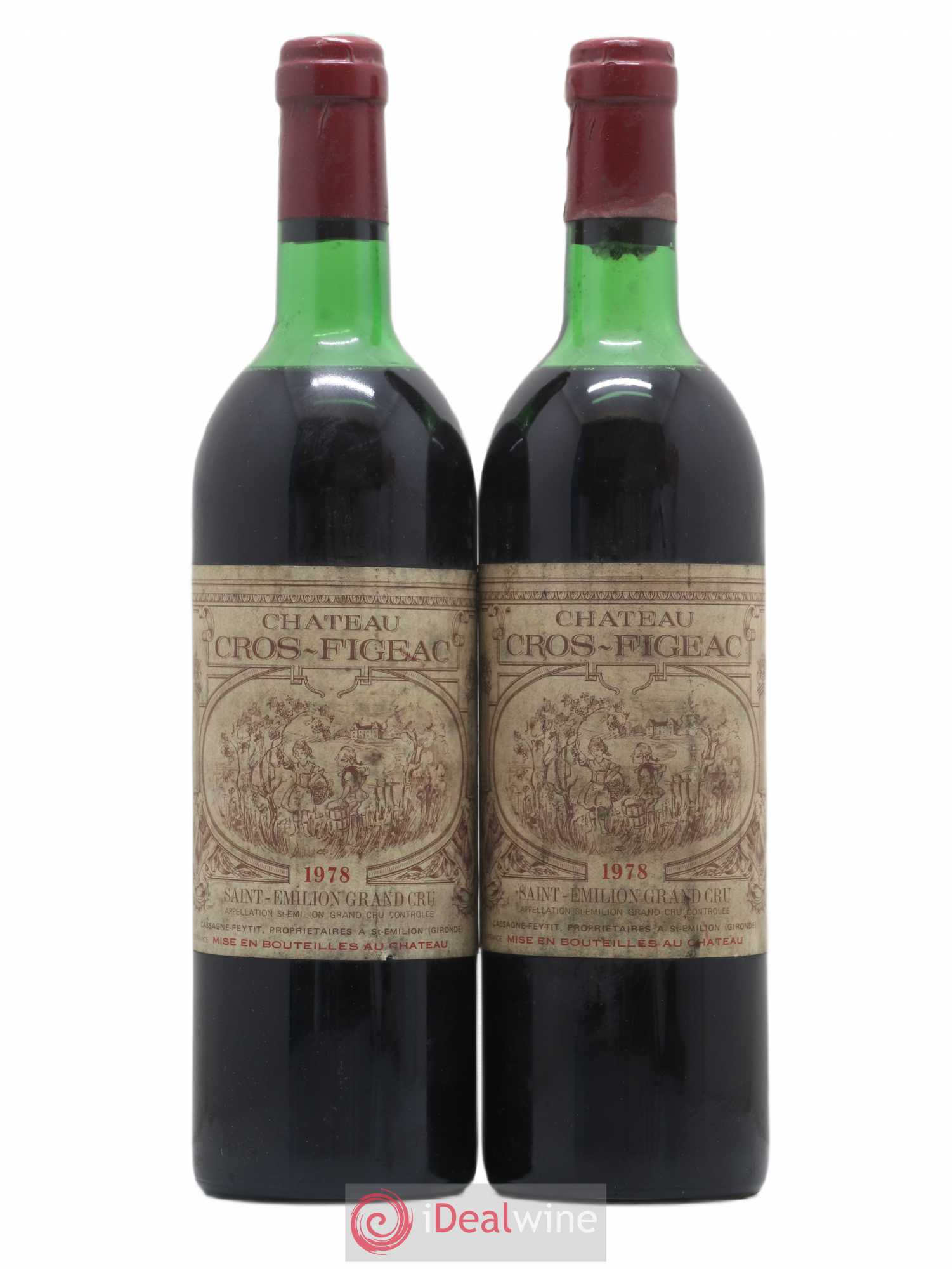 Saint-Émilion Grand Cru Château Cros-Figeac 1978 - Posten von 2 Flaschen - 0
