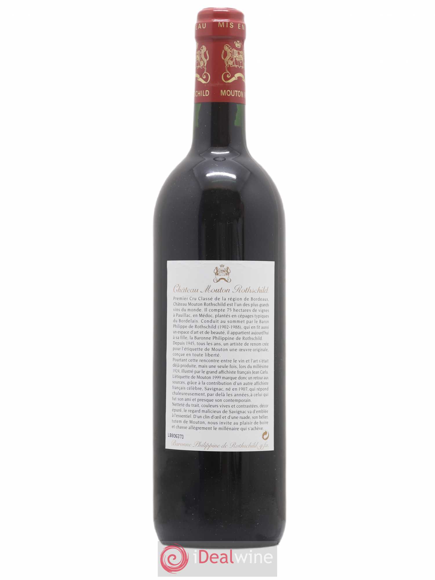 Château Mouton Rothschild 1er Grand Cru Classé 1999 - Lot de 1 bouteille - 1