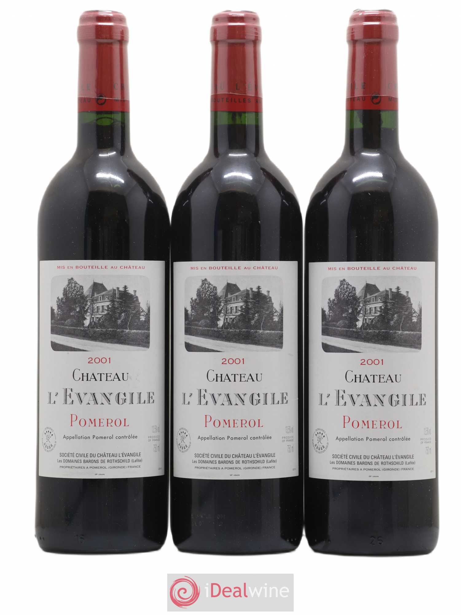 Château l' Évangile 2001 - Lot de 3 bouteilles - 0