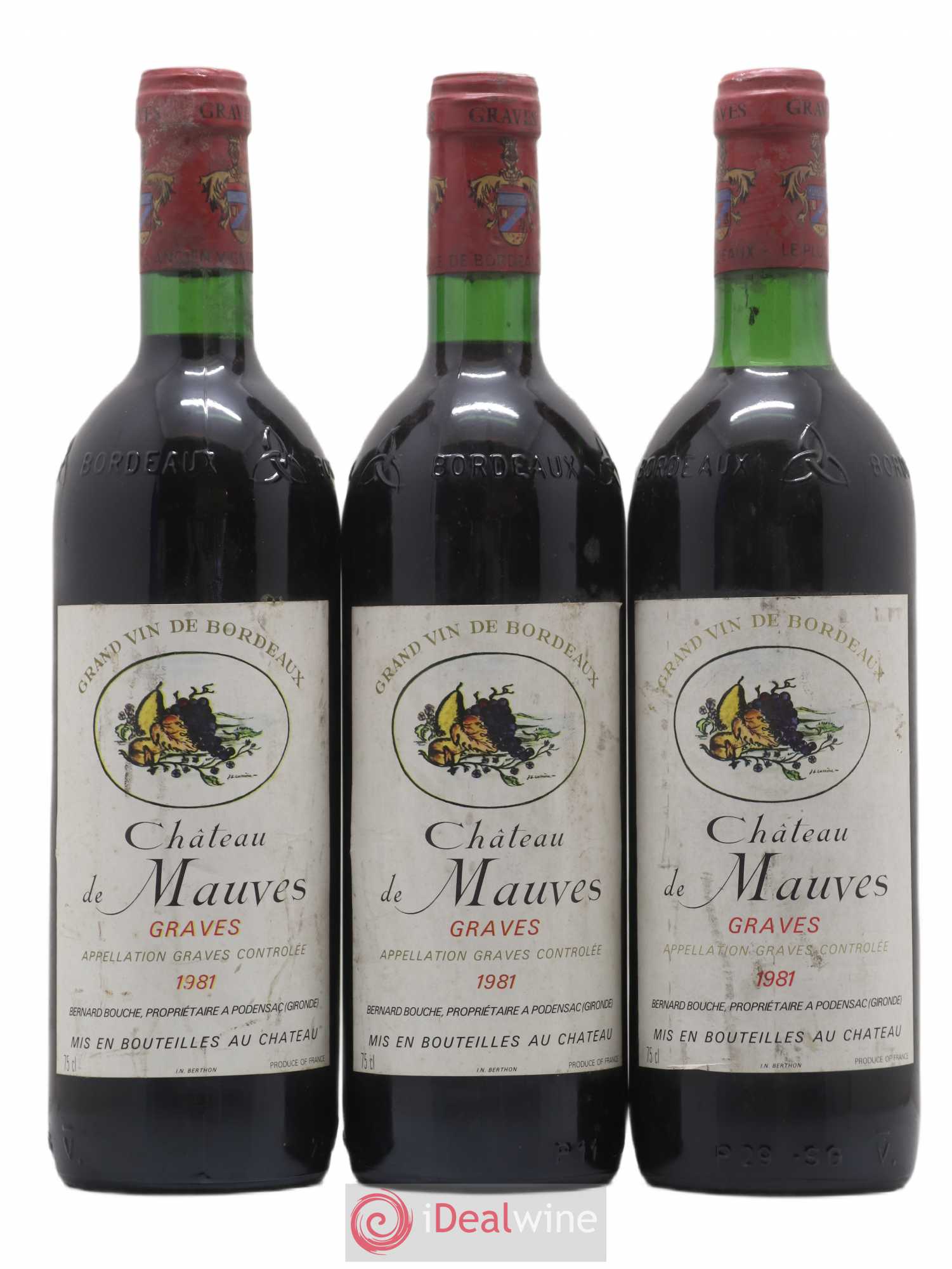 Graves Château de Mauves 1981 - Posten von 3 Flaschen - 0