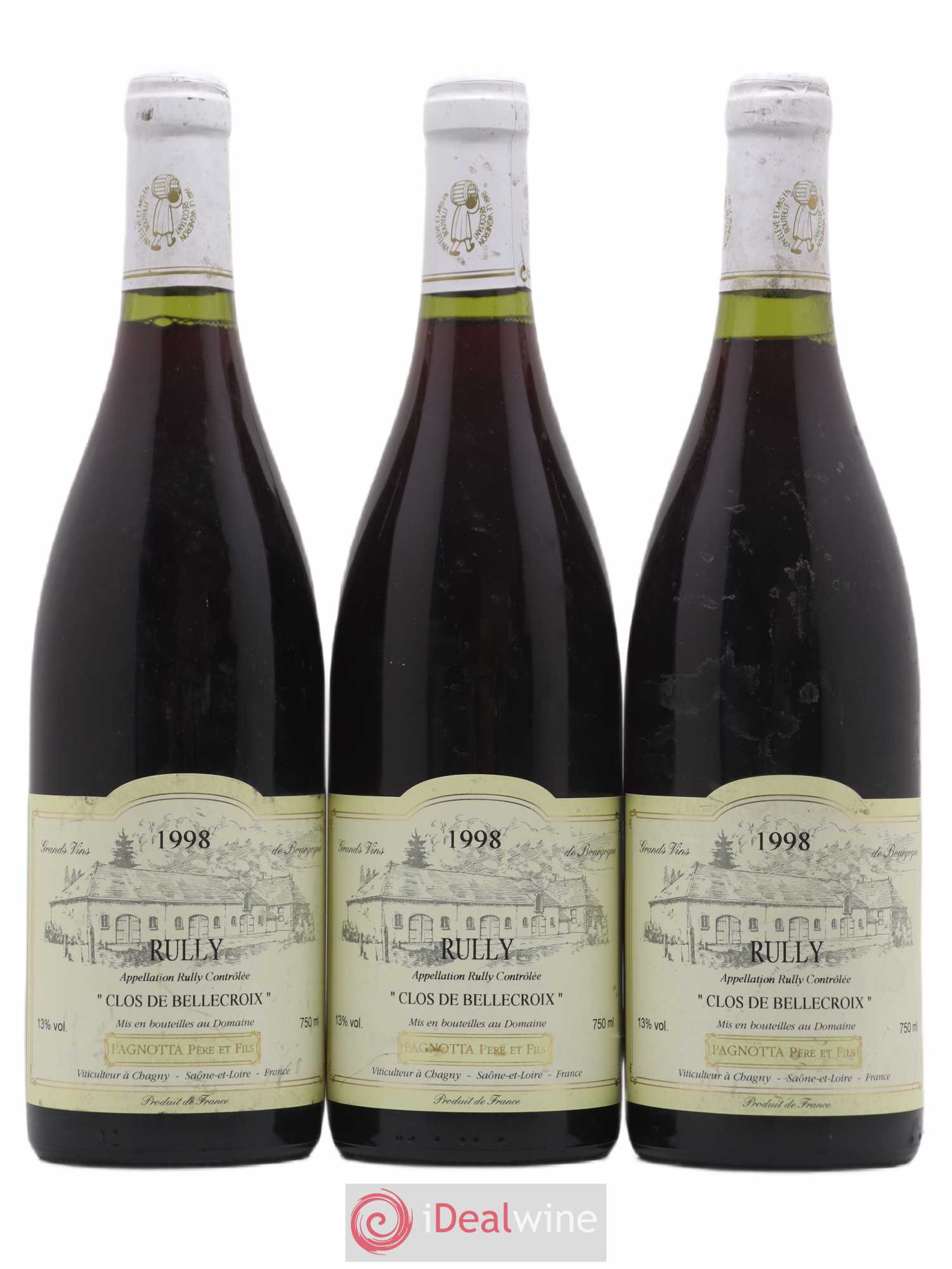 Rully Clos de Bellecroix domaine Pagnotta Père et Fils (sans prix de réserve) 1998 - Lotto di 3 bottiglie - 0