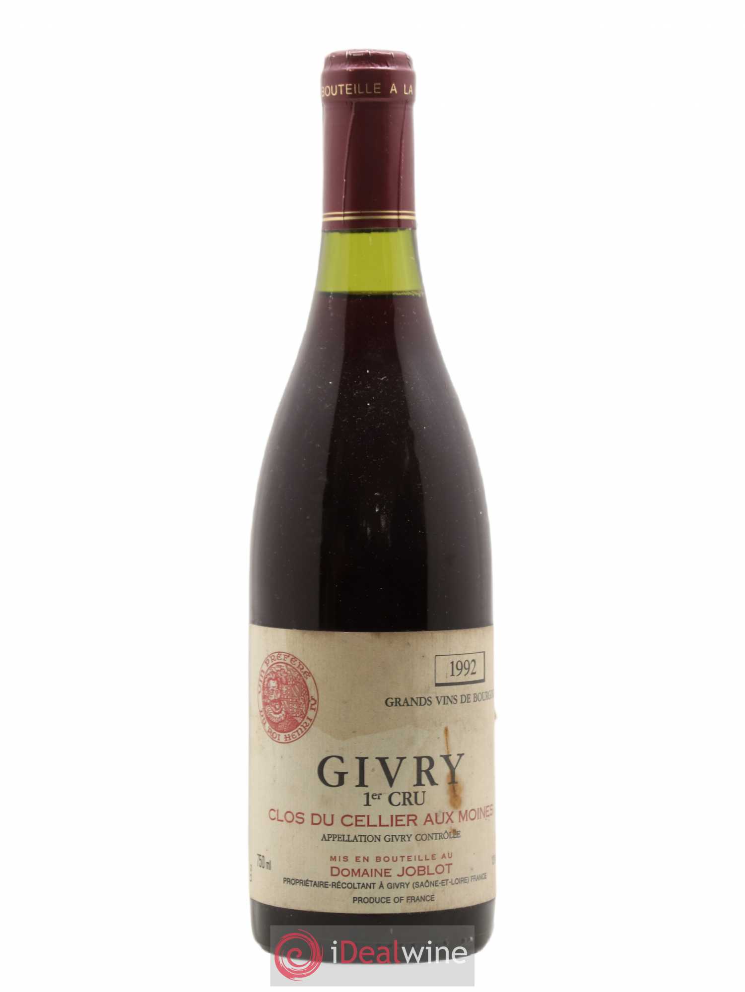 Givry 1er Cru Clos du Cellier aux Moines Joblot (Domaine) 1992 - Lot de 1 bouteille - 0