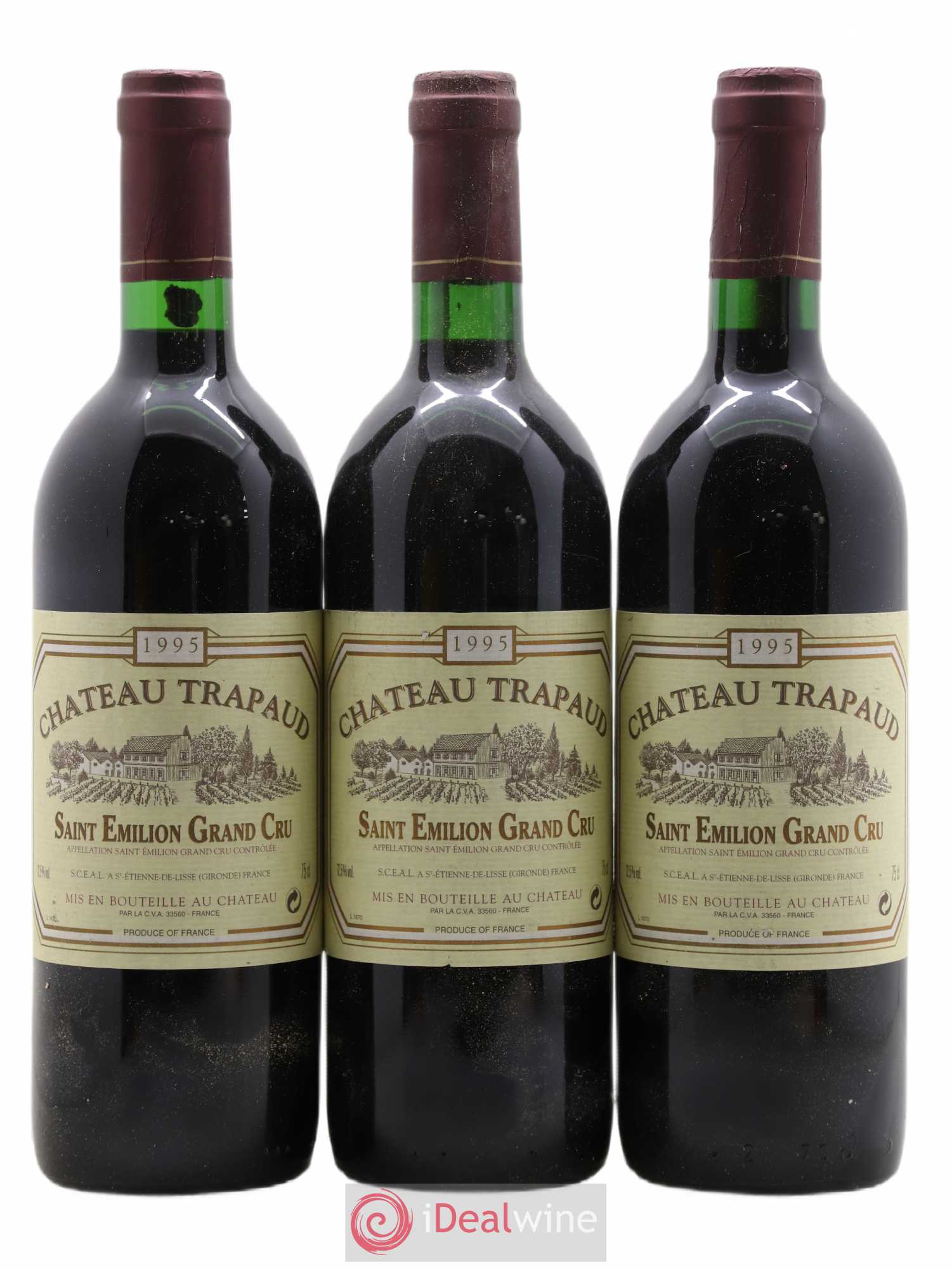 Saint-Émilion Grand Cru Château Trapaud 1995 - Lot de 3 bouteilles - 0