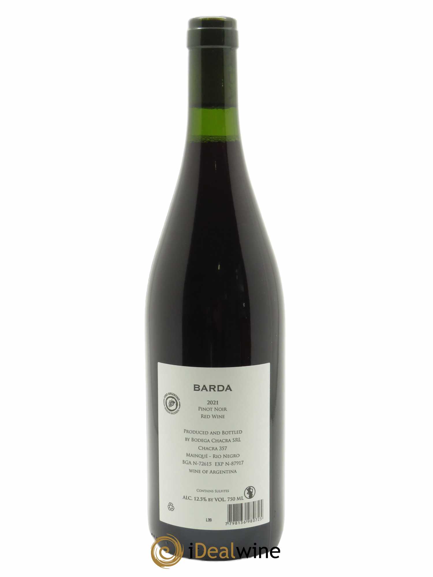 Patagonie Bodega Chacra Barda Pinot Noir 2021 - Lot de 1 bouteille - 1