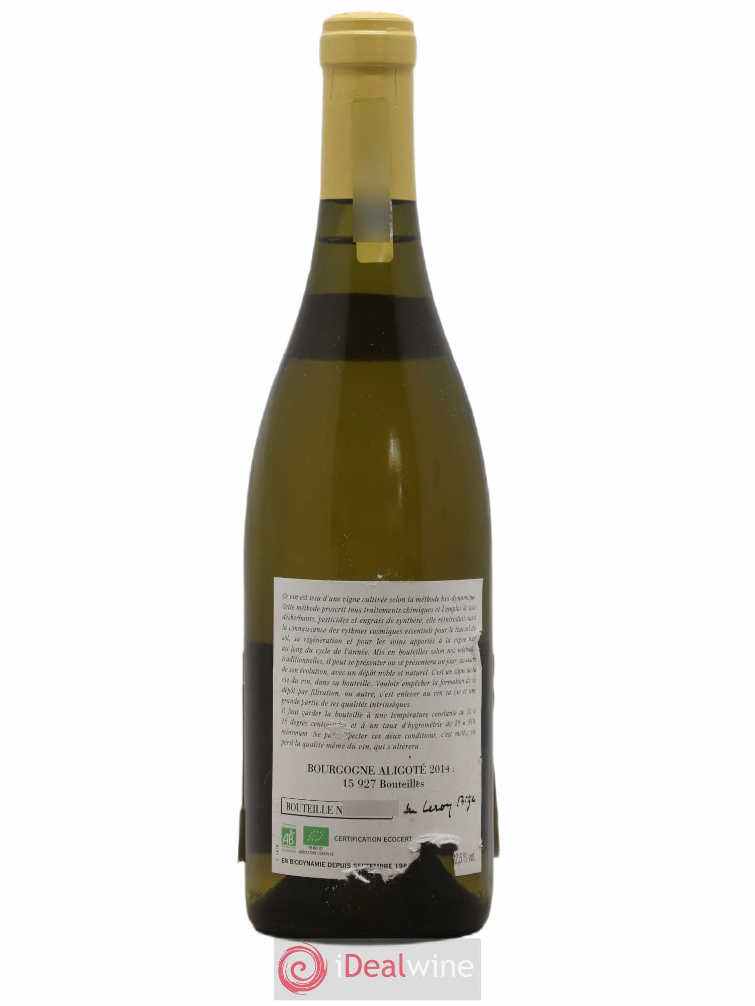 Bourgogne Aligoté Leroy (Domaine) 2014 - Lot de 1 bouteille - 1