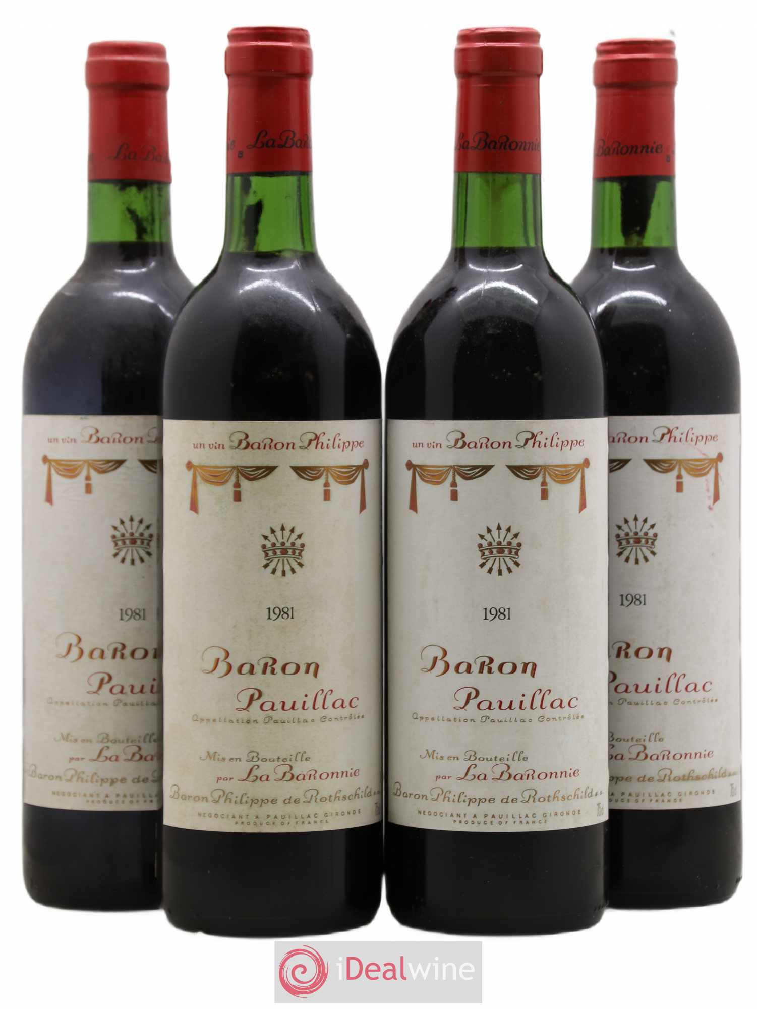 Pauillac Mise de La Baronnie Baron Philippe de Rothschild 1981 - Posten von 4 Flaschen - 0