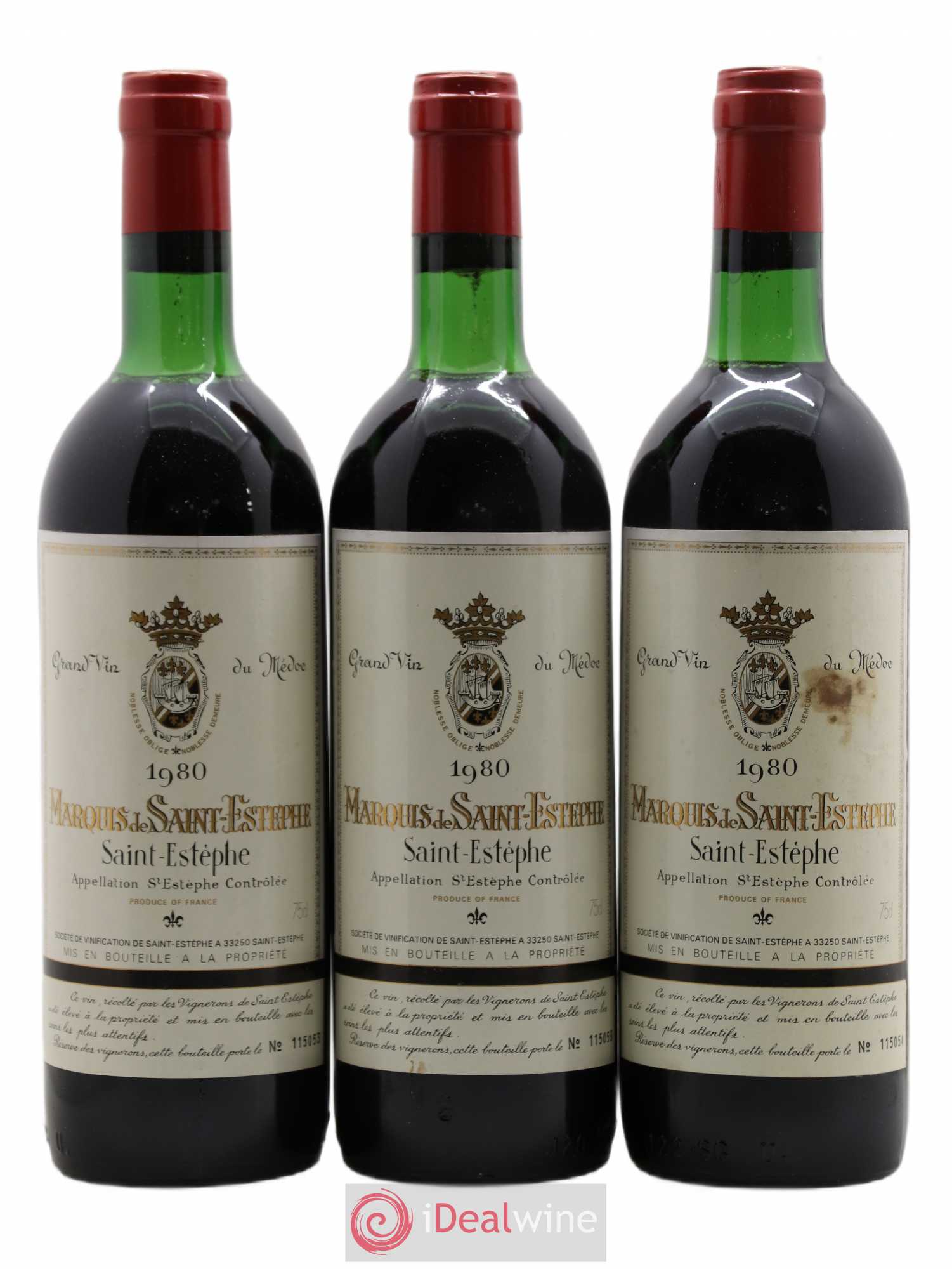 Marquis de Saint Estèphe (senza prezzo di riserva) 1980 - Lotto di 3 bottiglie - 0