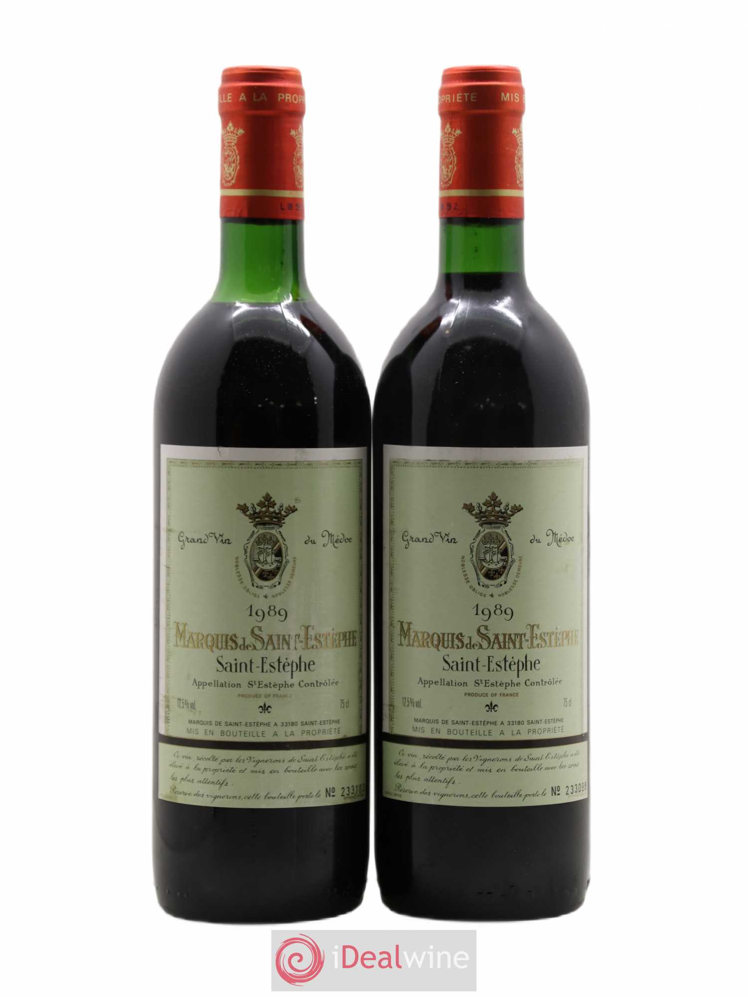Marquis de Saint Estèphe 1989 - Lot de 2 bouteilles - 0