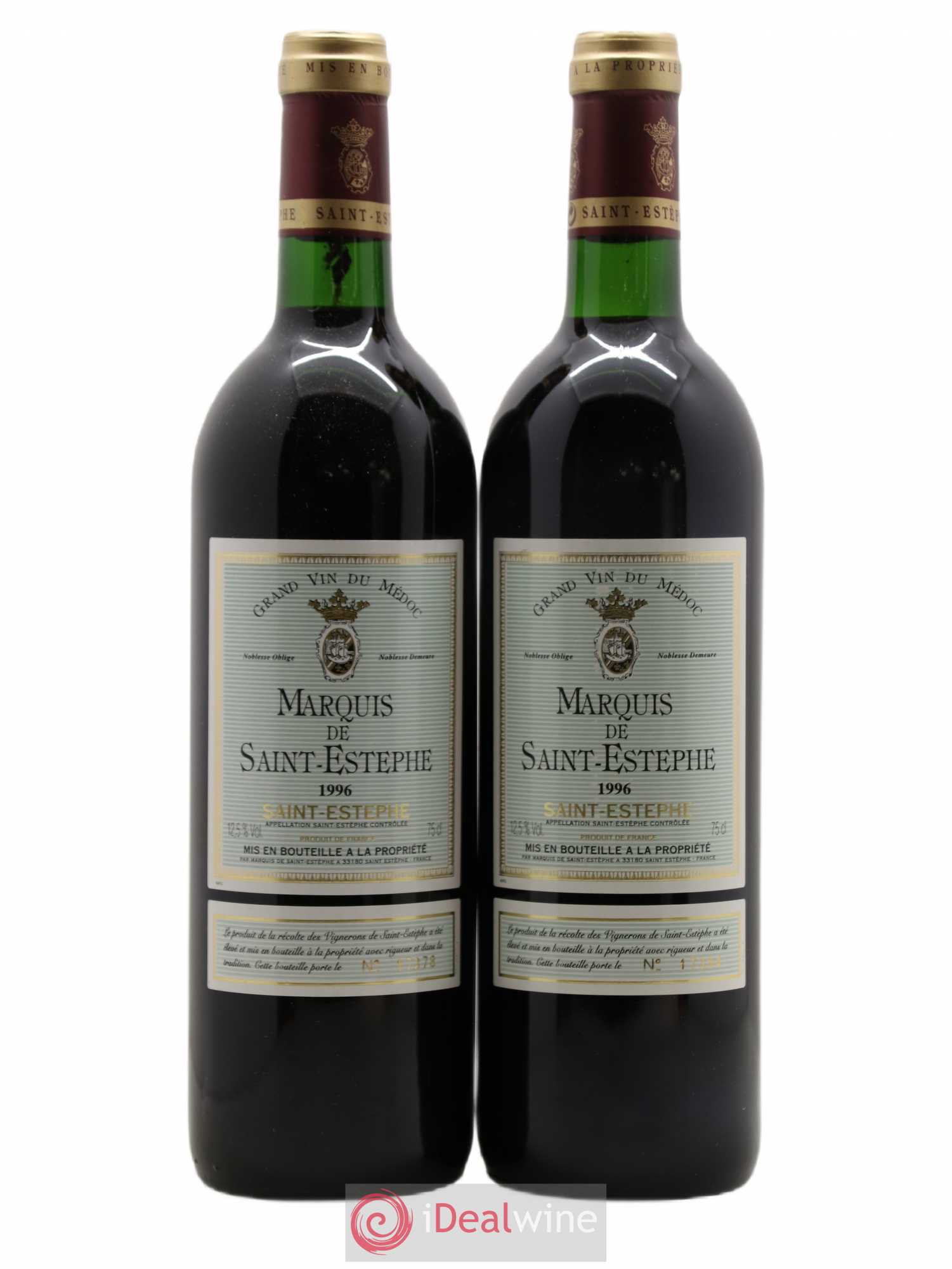 Marquis de Saint Estèphe (sans prix de réserve) 1996 - Lot de 2 bouteilles - 0