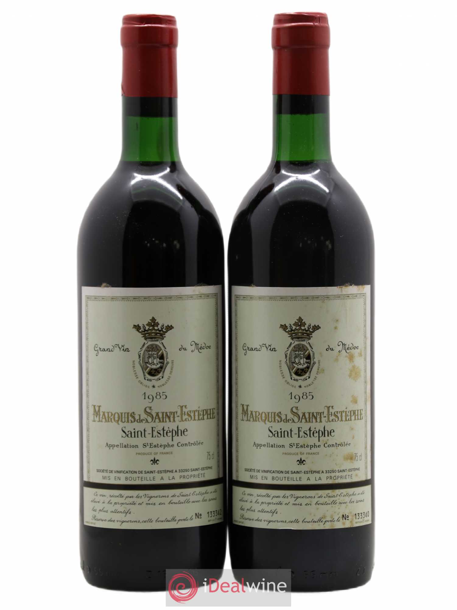 Marquis de Saint Estèphe (sans prix de réserve) 1985 - Lot de 2 bouteilles - 0