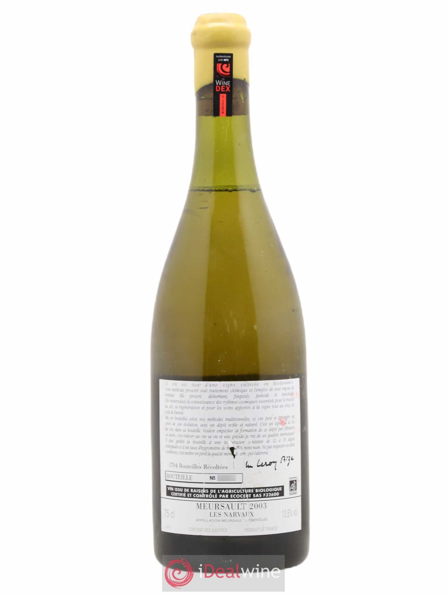 Meursault Les Narvaux d'Auvenay (Domaine) 2003 - Lot de 1 bouteille - 1