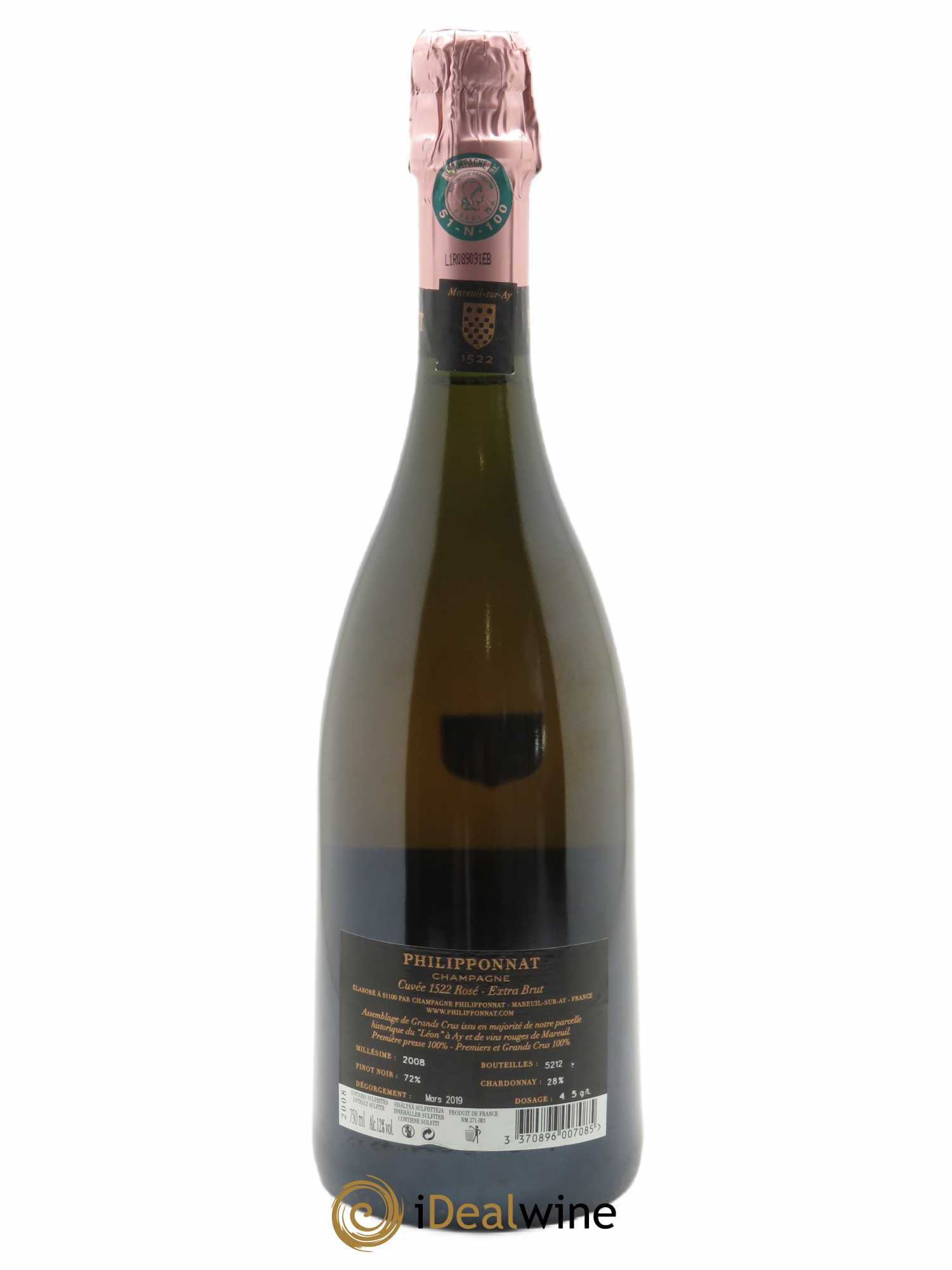 Cuvée 1522 Grand Cru Extra-Brut Philipponnat 2008 - Lot de 1 bouteille - 1