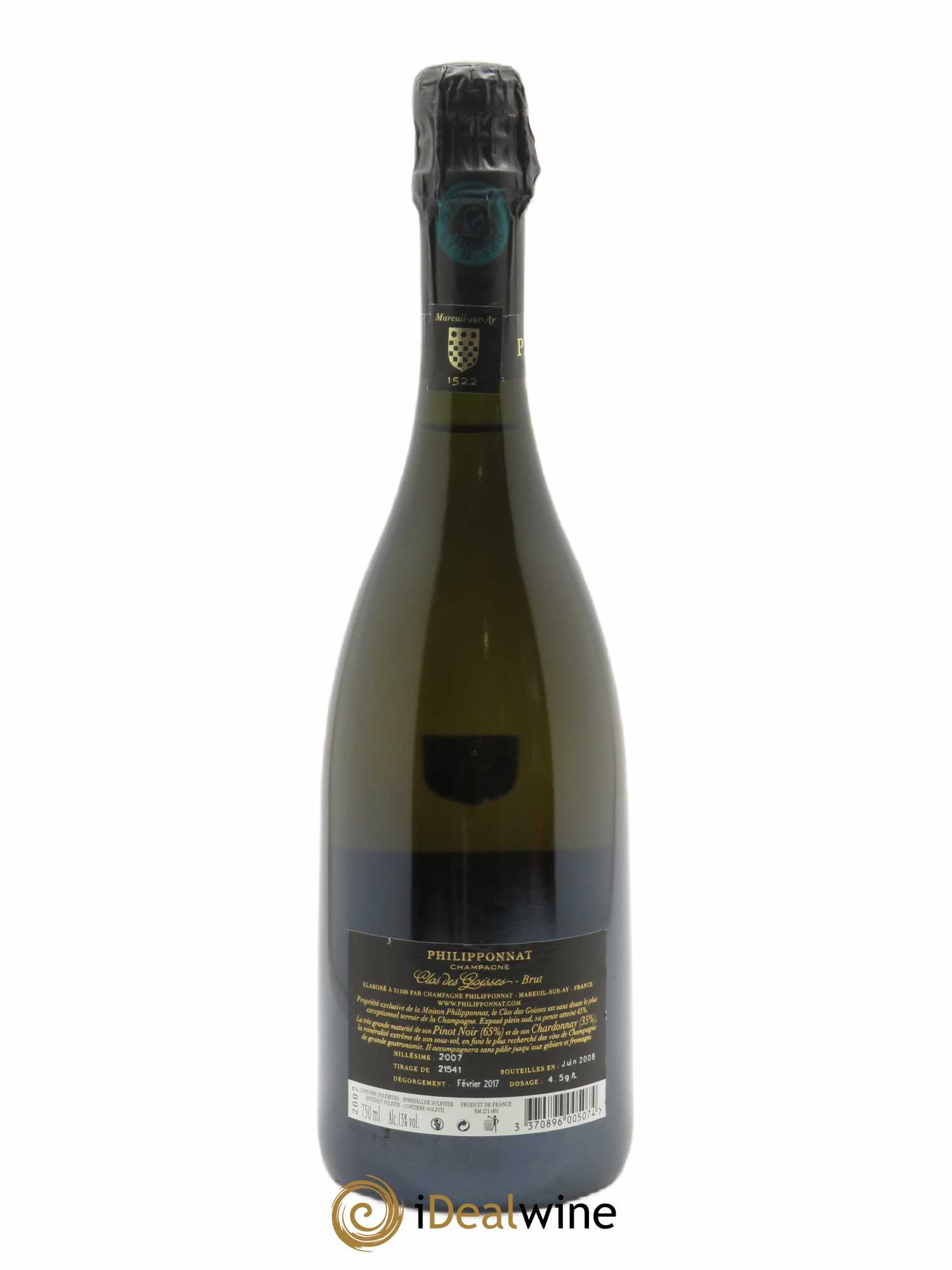 Clos des Goisses Philipponnat 2007 - Lot de 1 bouteille - 1