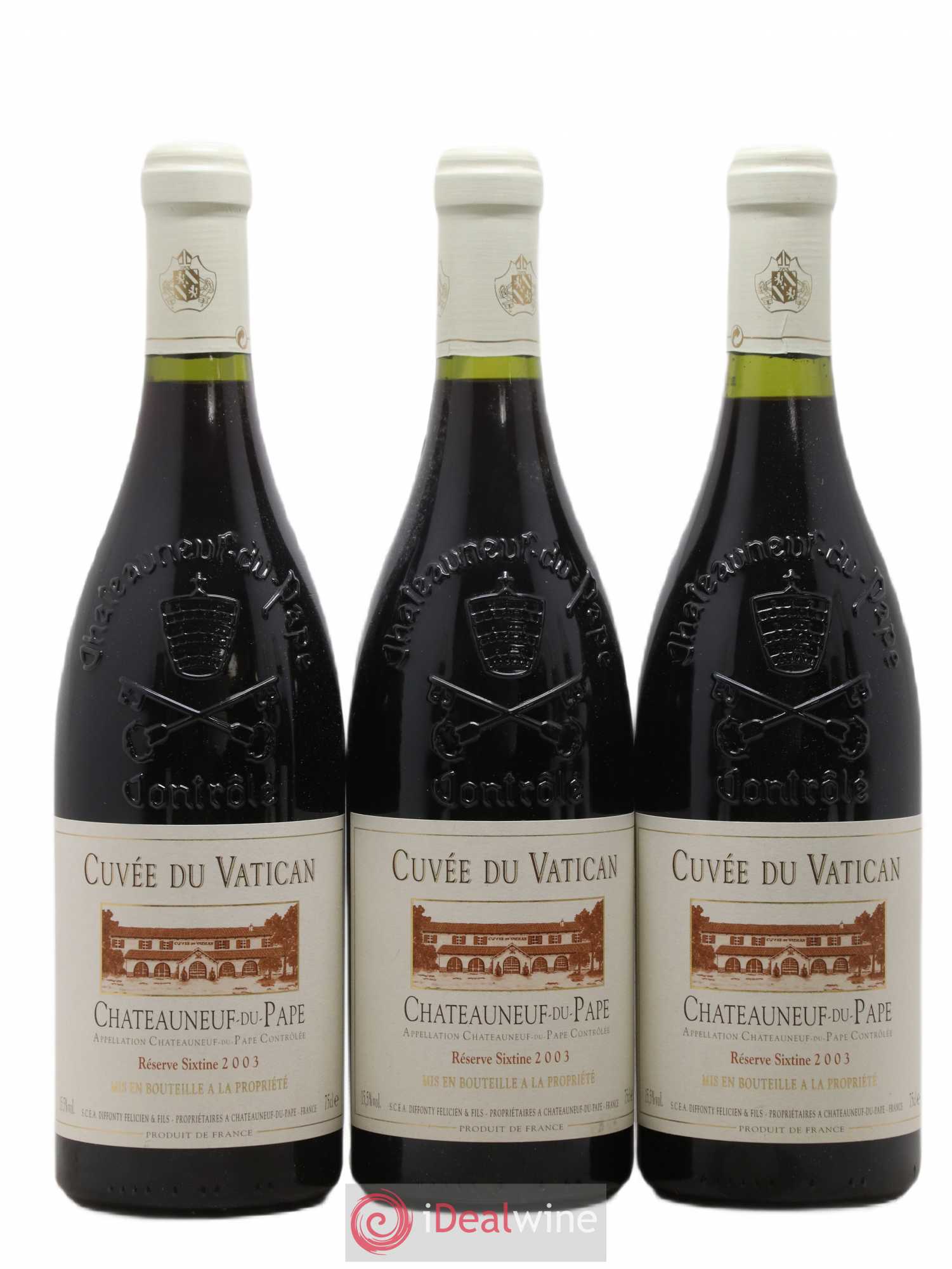 Châteauneuf-du-Pape Cuvée du Vatican Réserve Sixtine Famille Diffonty 2003 - Lot de 6 bouteilles - 1