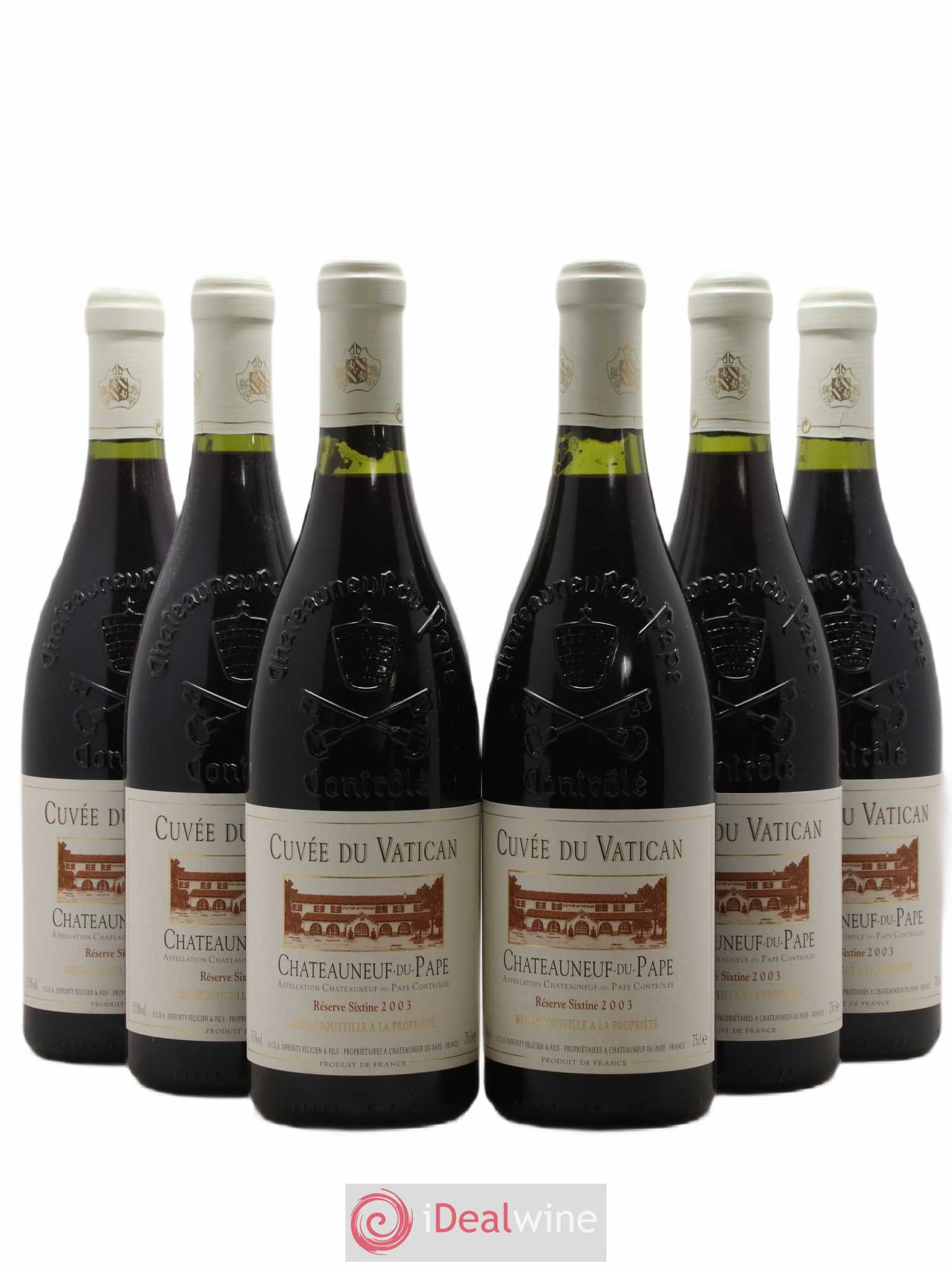 Châteauneuf-du-Pape Cuvée du Vatican Réserve Sixtine Famille Diffonty 2003 - Lot de 6 bouteilles - 0
