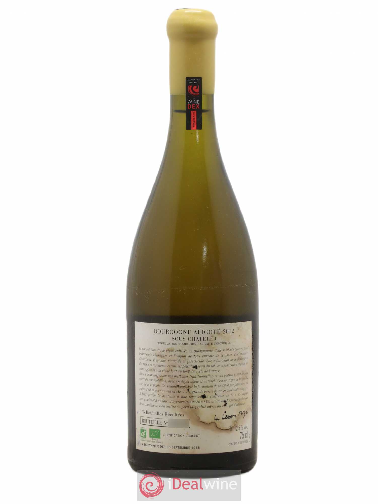Bourgogne Aligoté Sous Chatelet d'Auvenay (Domaine) 2012 - Lot de 1 bouteille - 1