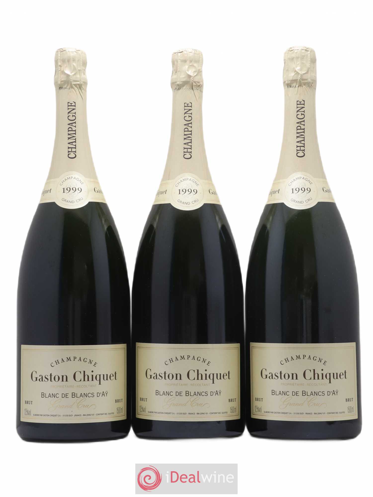 Champagne Grand Cru Blanc de Blancs d'Aÿ Gaston Chiquet 1999 - Lot de 3 magnums - 0