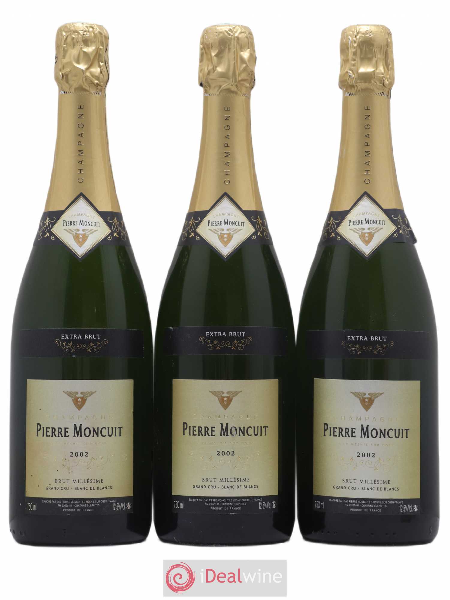 Blanc de Blancs Grand Cru Brut Millésimé Pierre Moncuit 2002 - Lot de 3 bouteilles - 0