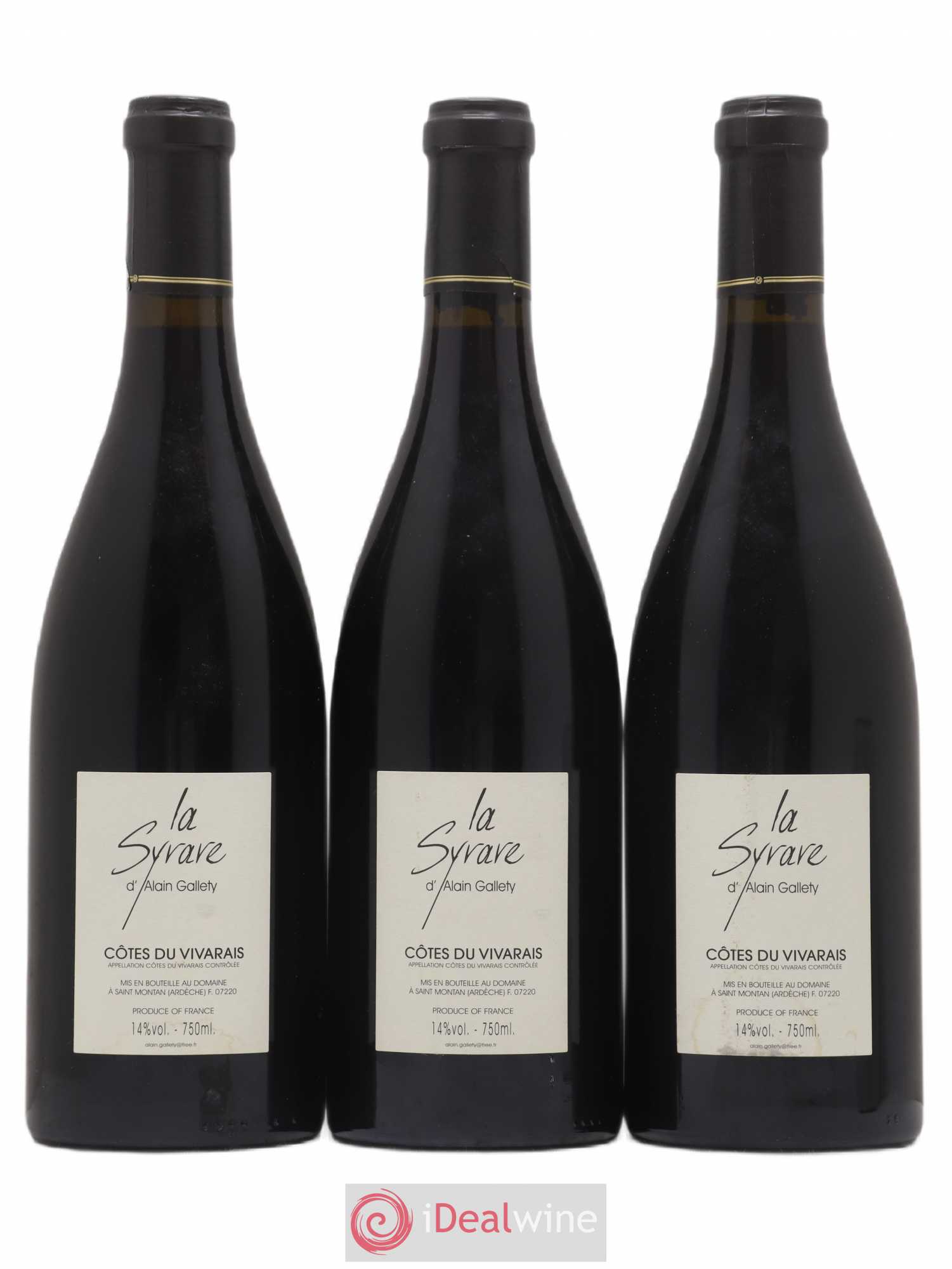 Côtes du Vivarais La Syrare Gallety (Domaine) 2003 - Lot de 3 bouteilles - 1