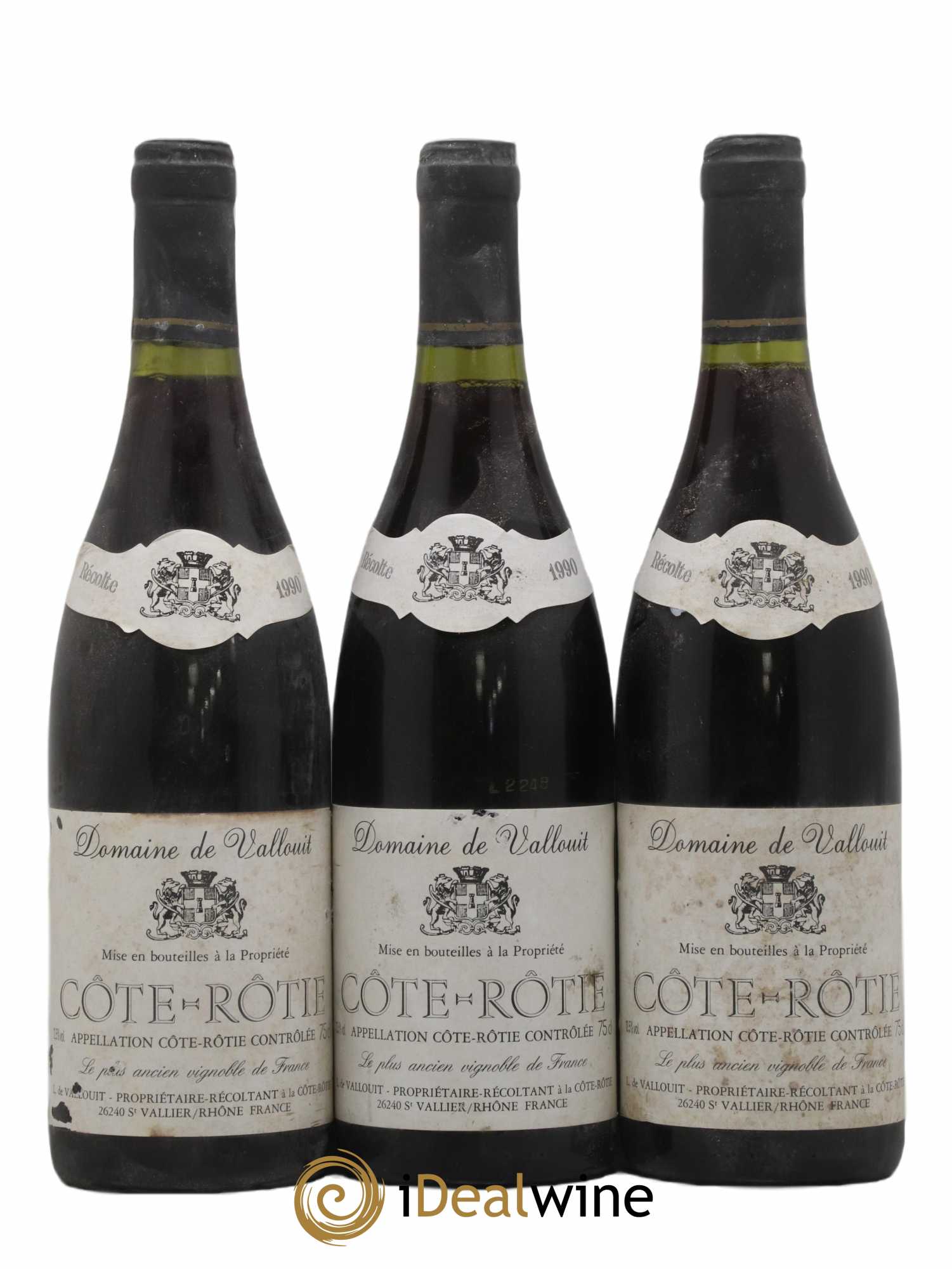 Côte-Rôtie Domaine De Vallouit 1990 - Lot of 3 bottles - 0