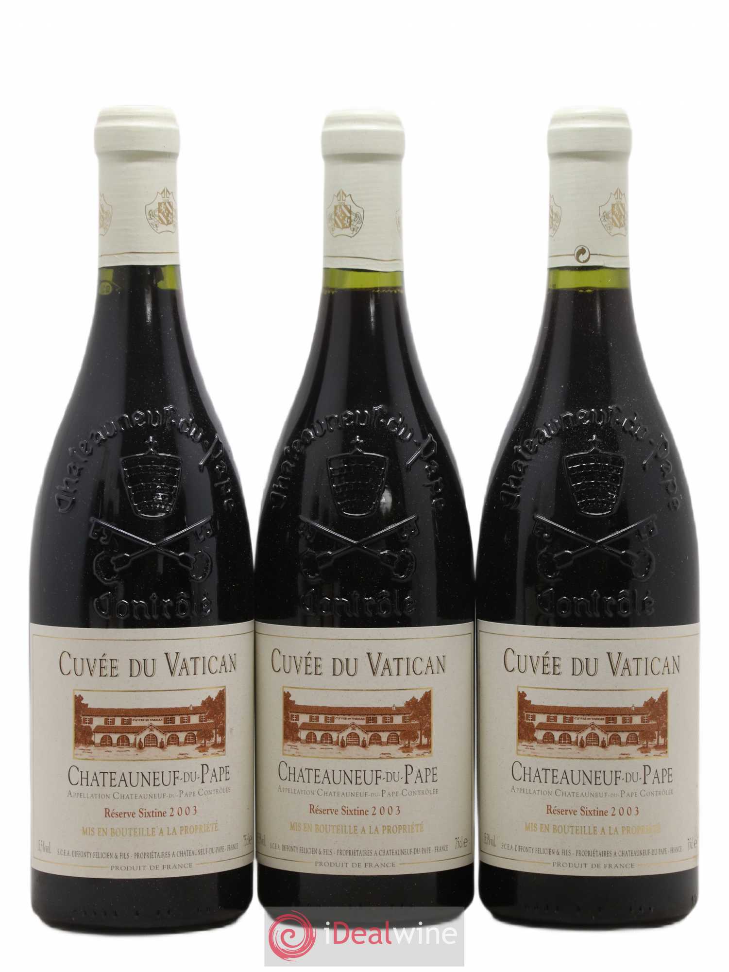 Châteauneuf-du-Pape Cuvée du Vatican Réserve Sixtine Famille Diffonty 2003 - Lot de 6 bouteilles - 1