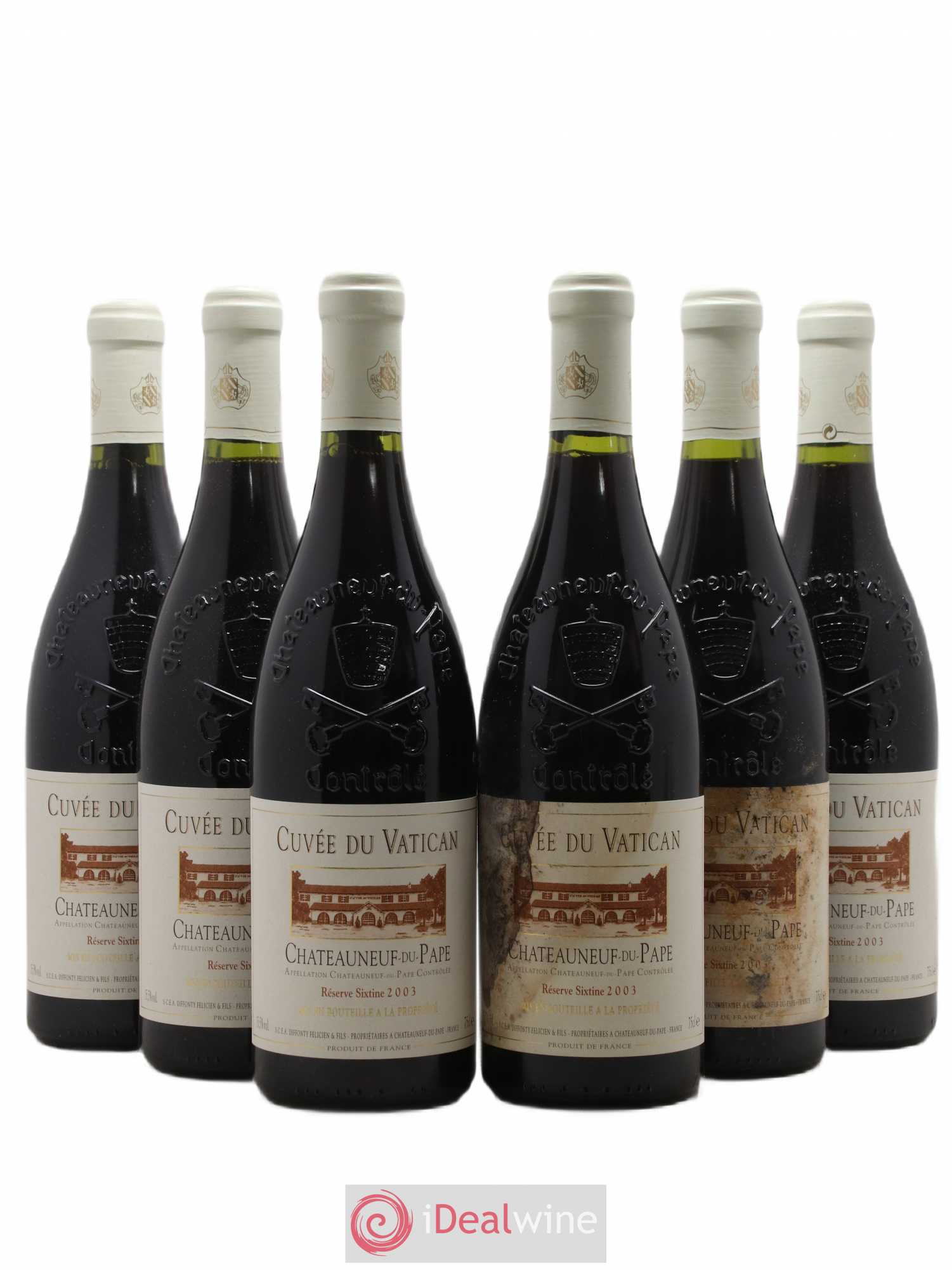 Châteauneuf-du-Pape Cuvée du Vatican Réserve Sixtine Famille Diffonty 2003 - Lot de 6 bouteilles - 0