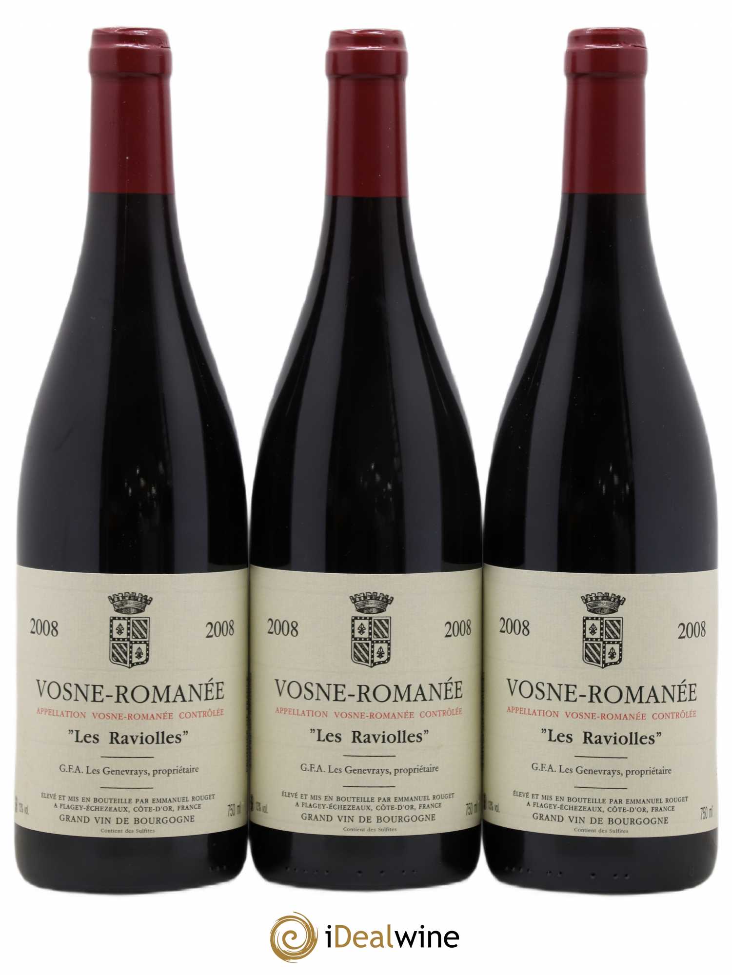 Vosne-Romanée Les Raviolles G.E.A. Les Genevrays - Emmanuel Rouget 2008 - Lot de 3 bouteilles - 0