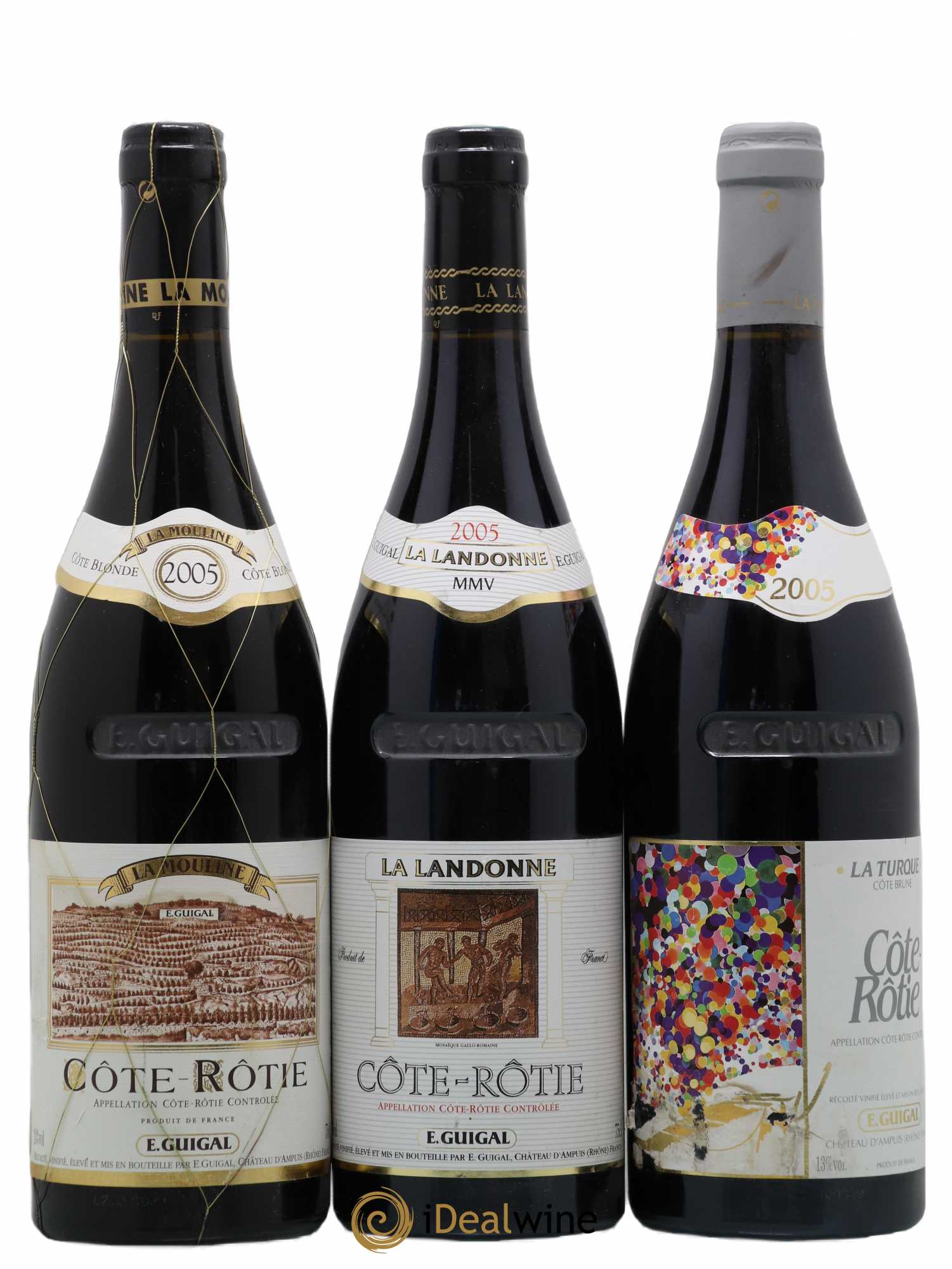 Côte-Rôtie Guigal Trilogie La Turque - La Landonne - La Mouline 2005 - Lot de 3 bouteilles - 0