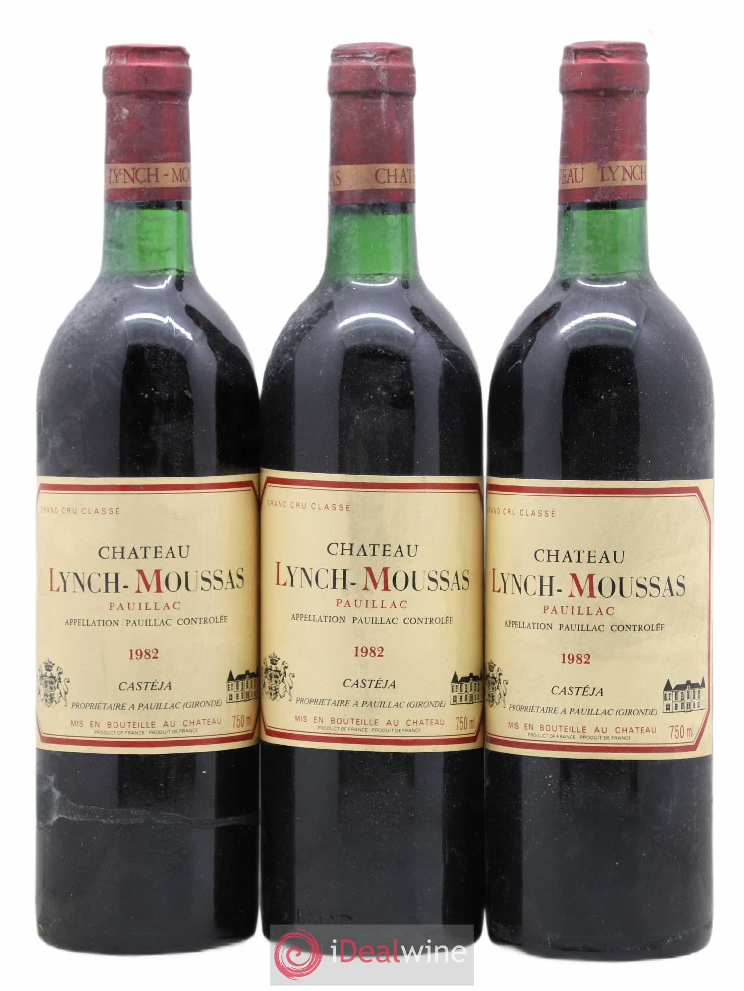 Château Lynch Moussas 5ème Grand Cru Classé 1982 - Lot de 3 bouteilles - 0