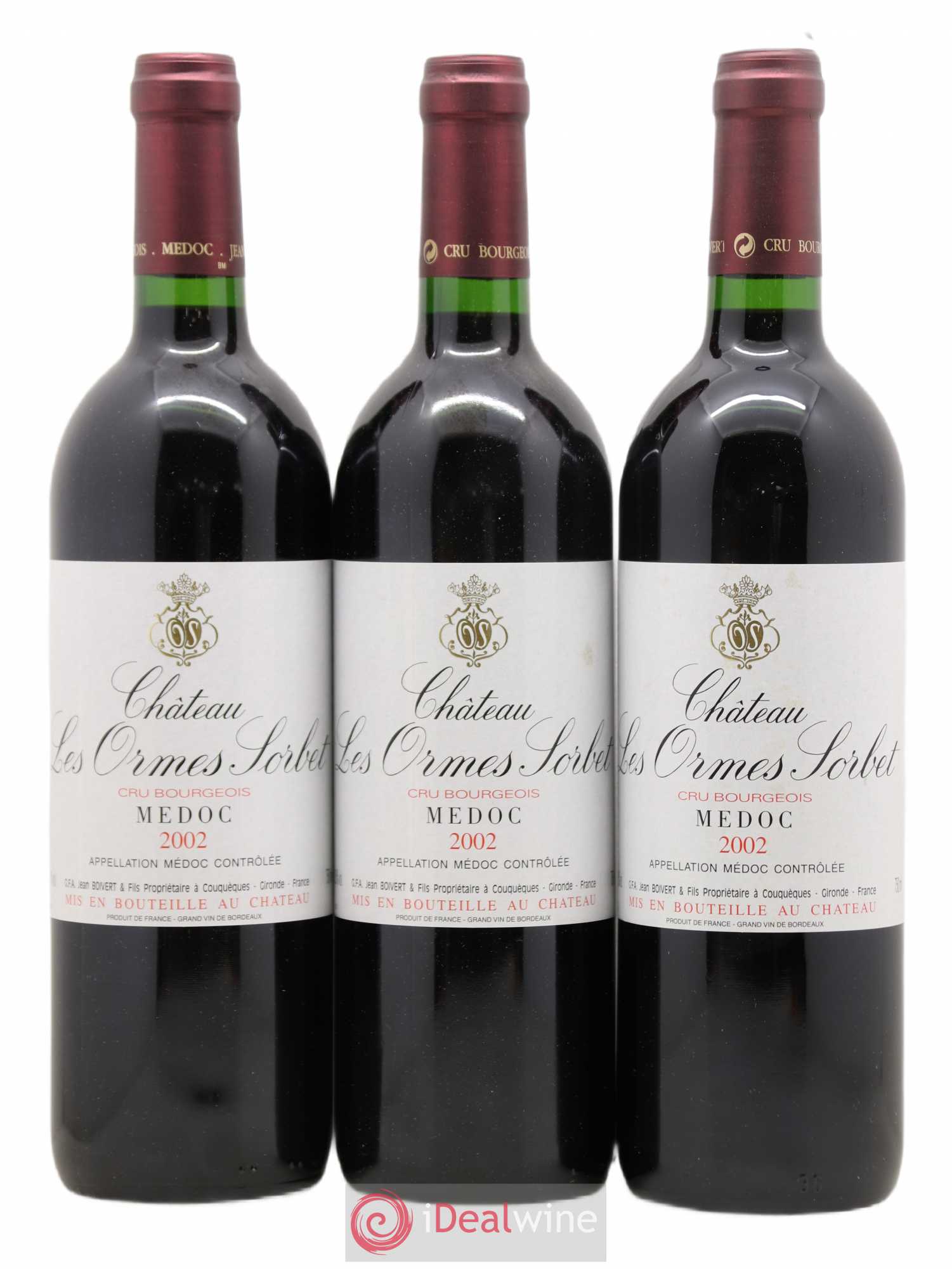 Château les Ormes Sorbet Cru Bourgeois 2002 - Lot de 3 bouteilles - 0